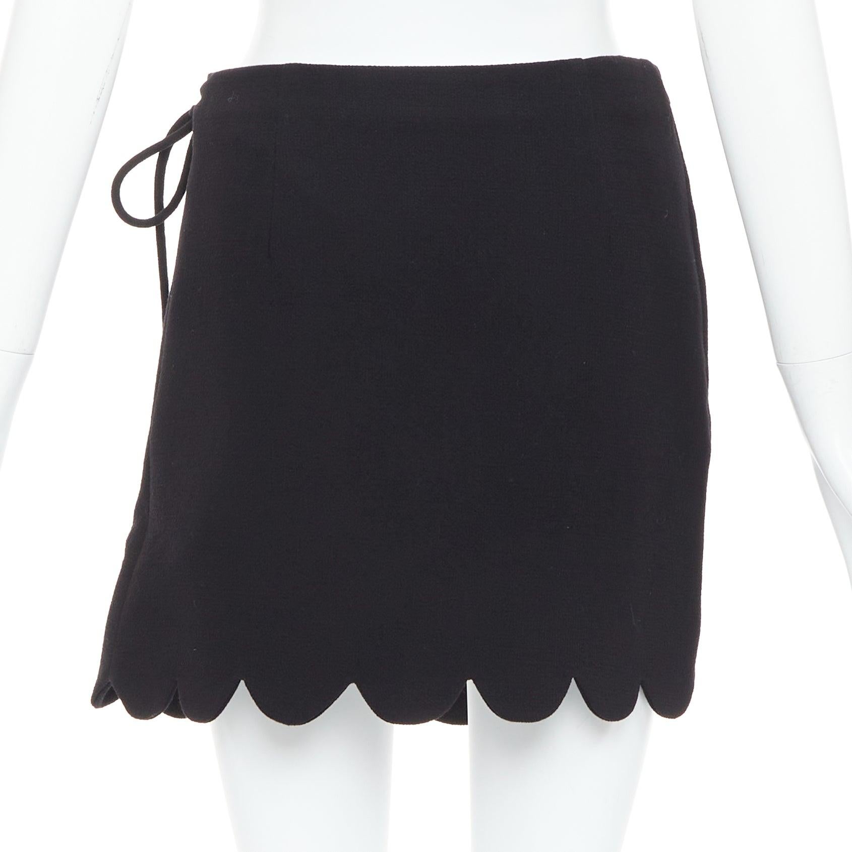 Donna MACH & MACH 2022 Gonna a portafoglio con fiocco smerlato nero 100% lana FR36 XS in vendita