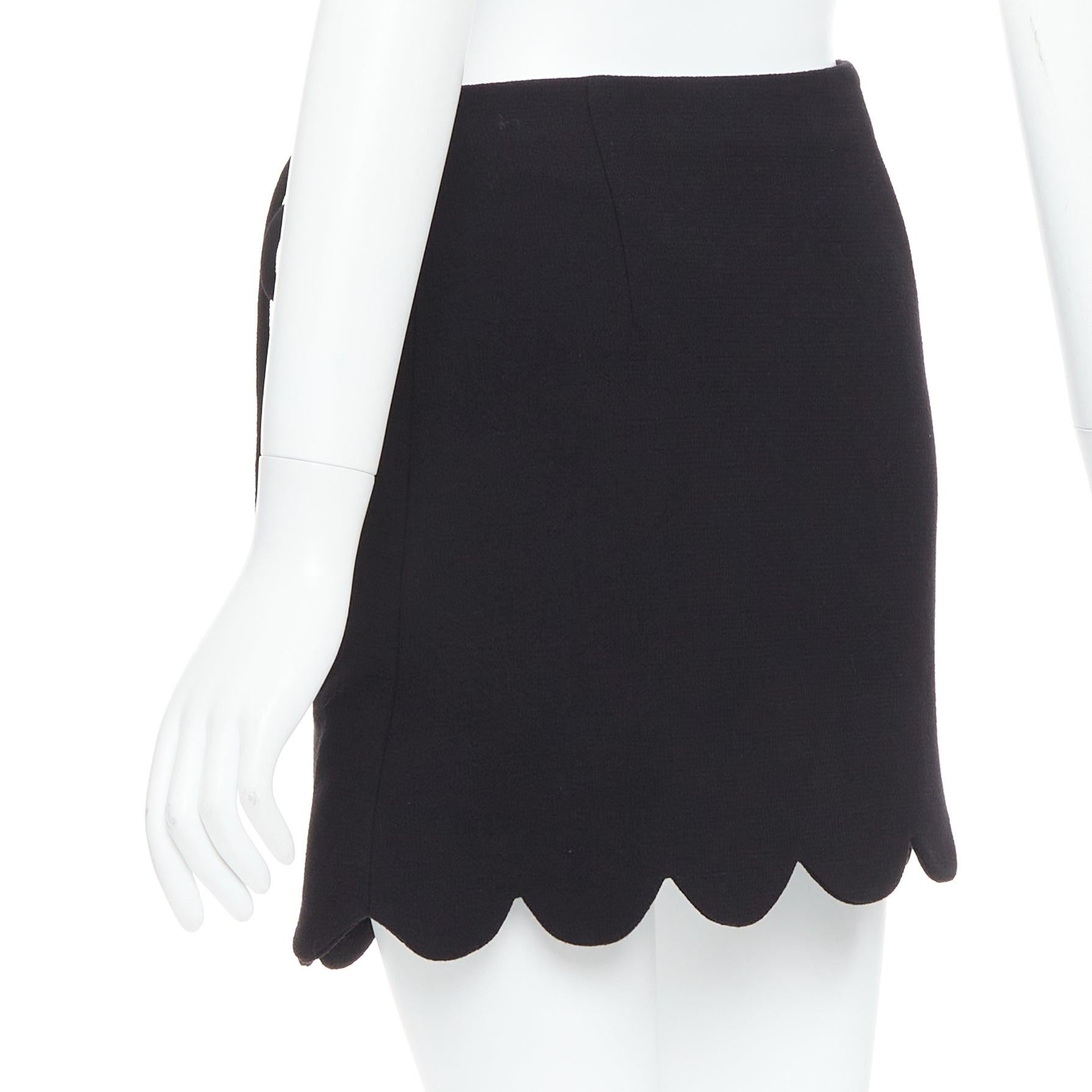 MACH & MACH 2022 Gonna a portafoglio con fiocco smerlato nero 100% lana FR36 XS in vendita 1