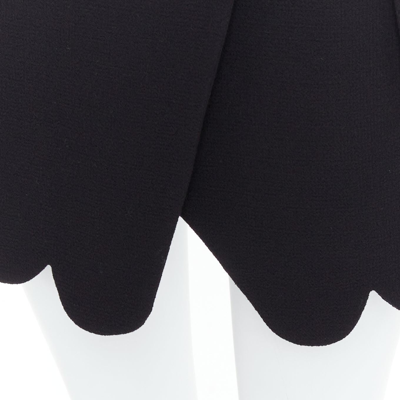 MACH & MACH 2022 Gonna a portafoglio con fiocco smerlato nero 100% lana FR36 XS in vendita 2