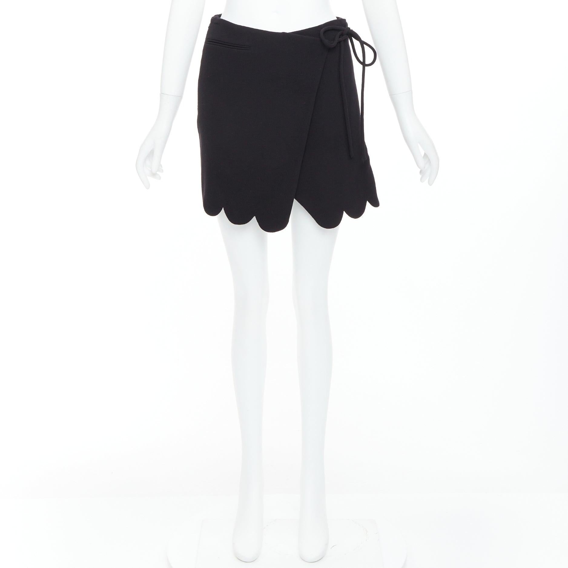 MACH & MACH 2022 Gonna a portafoglio con fiocco smerlato nero 100% lana FR36 XS in vendita 4