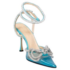 Mach & Mach Blue Crystal Double Bow Heels Size IT 40.5