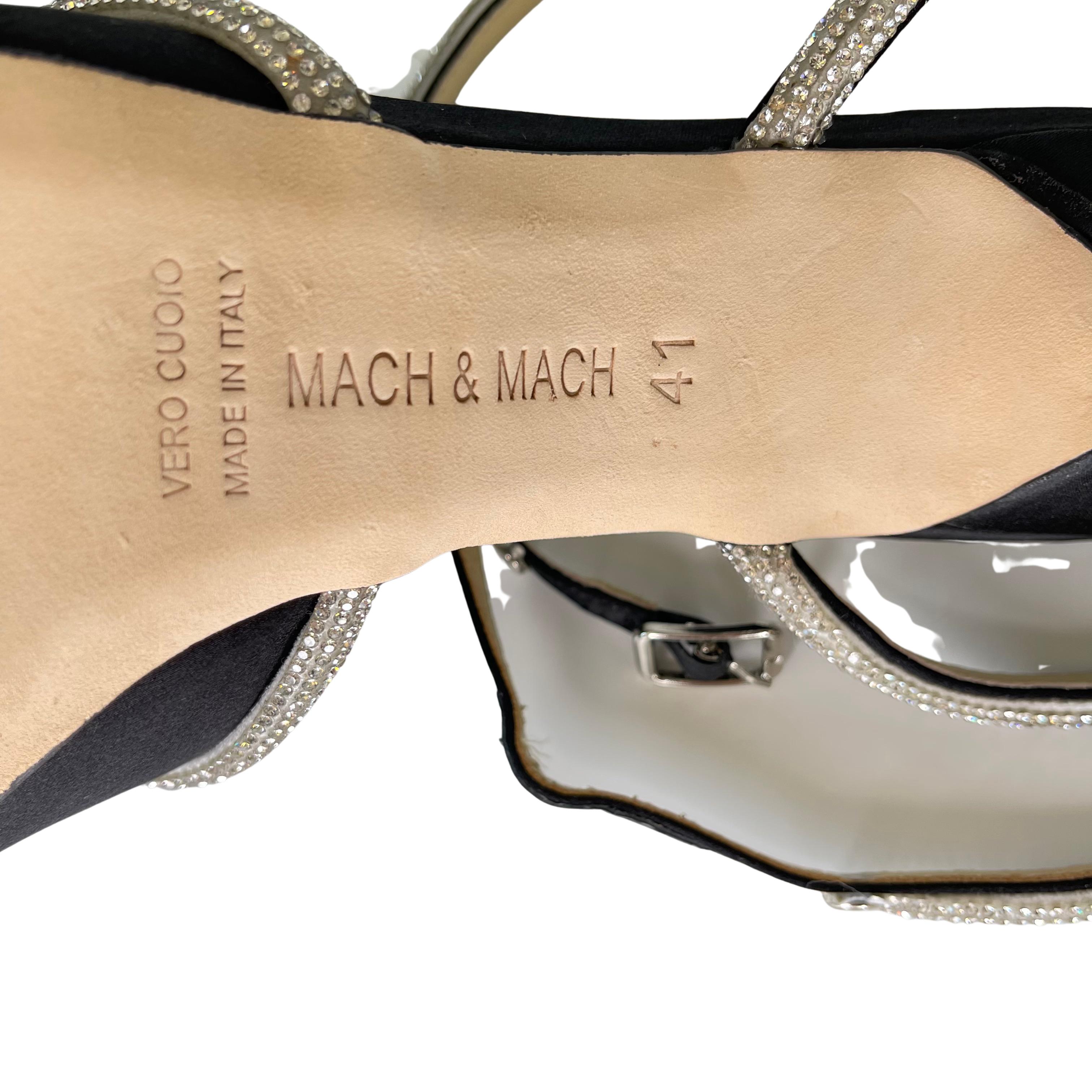 Mach & Mach Double Bow Crystal Embellished Satin Pumps (41 EU) In New Condition In Montreal, Quebec