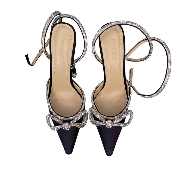 Mach and Mach Double Bow Crystal Embellished Satin Pumps (41 EU) at 1stDibs