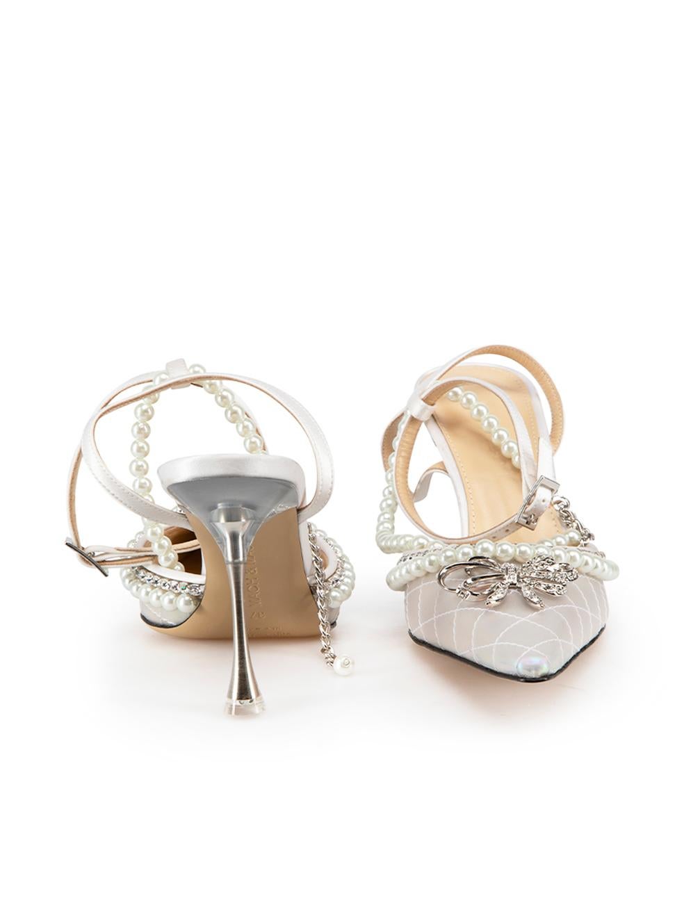 Beige Mach & Mach Iridescent Embellished Elizabeth Heels Size IT 37