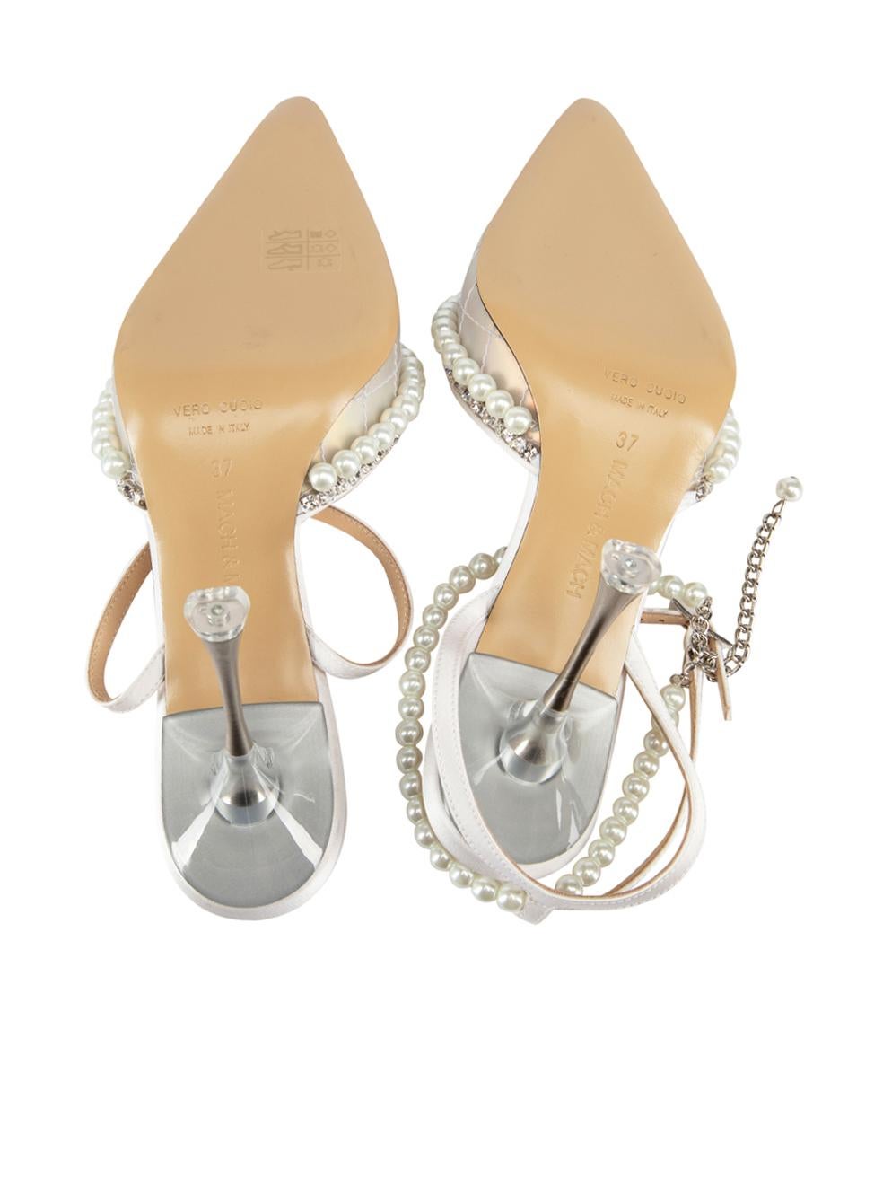 Mach & Mach Iridescent Embellished Elizabeth Heels Size IT 37 In New Condition In London, GB