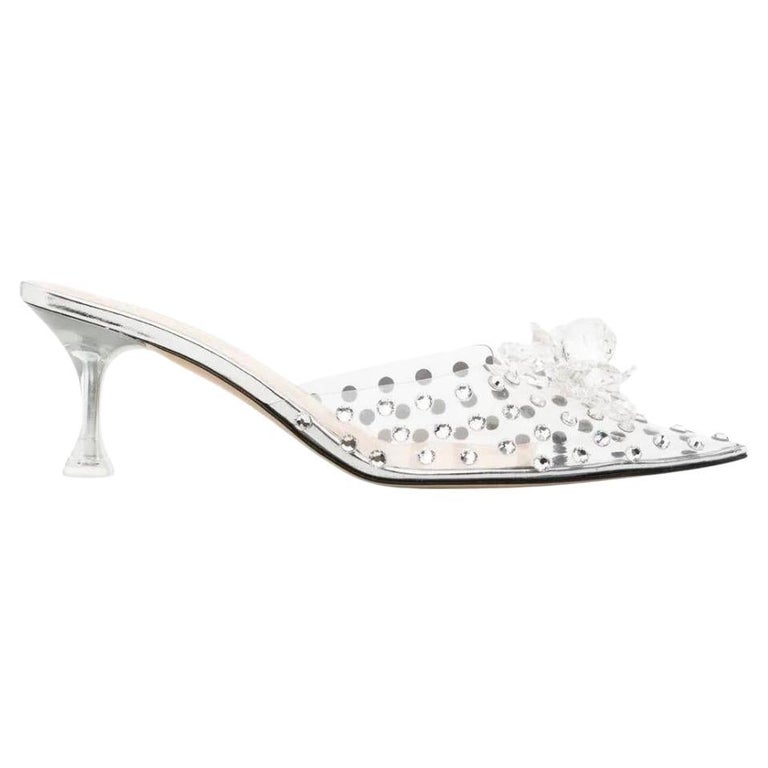 Mach and Mach Little Crystal Glass Mules 36.5 For Sale at 1stDibs