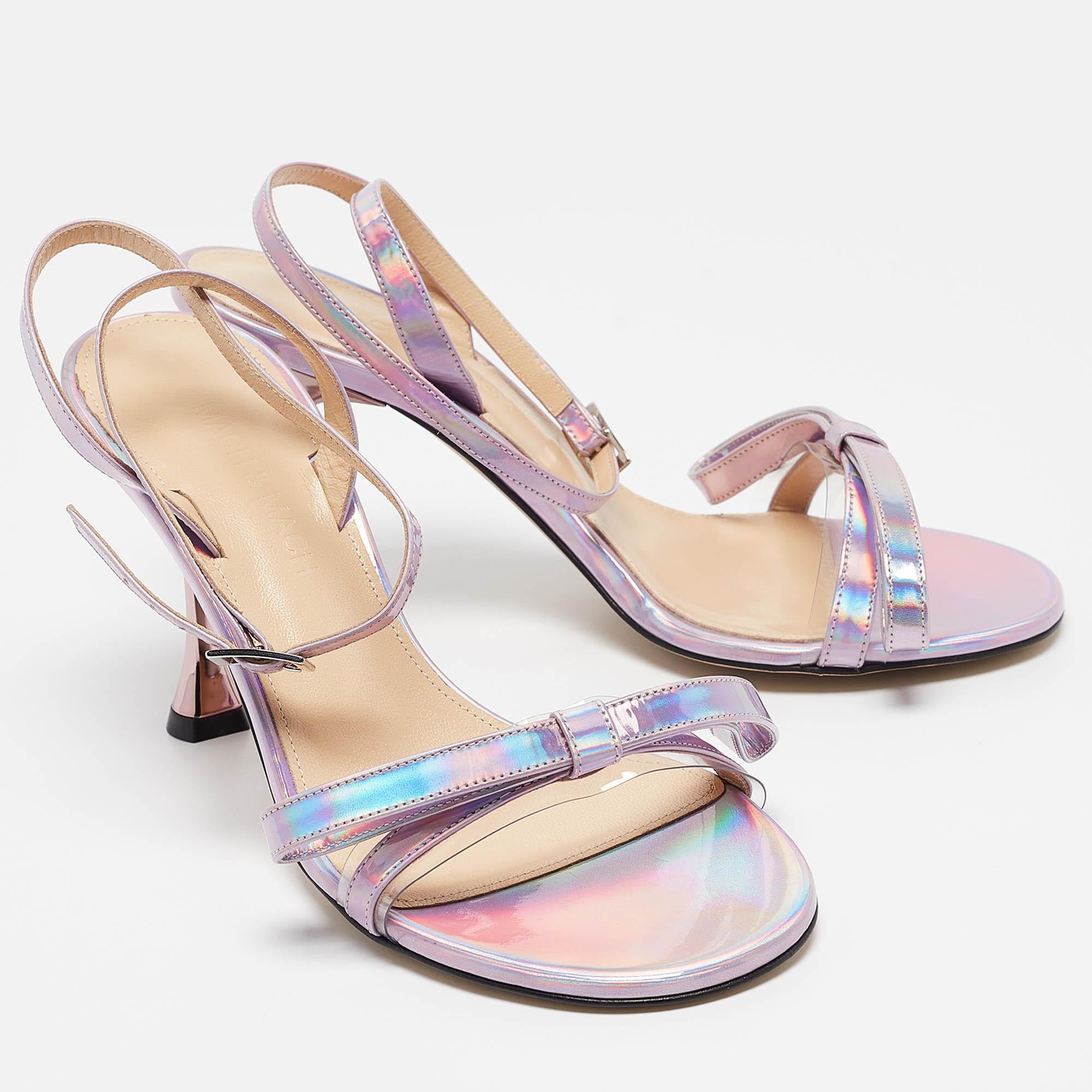 Mach & Mach Multicolor Leather French Bow Ankle Strap Sandals 37 In New Condition For Sale In Dubai, Al Qouz 2