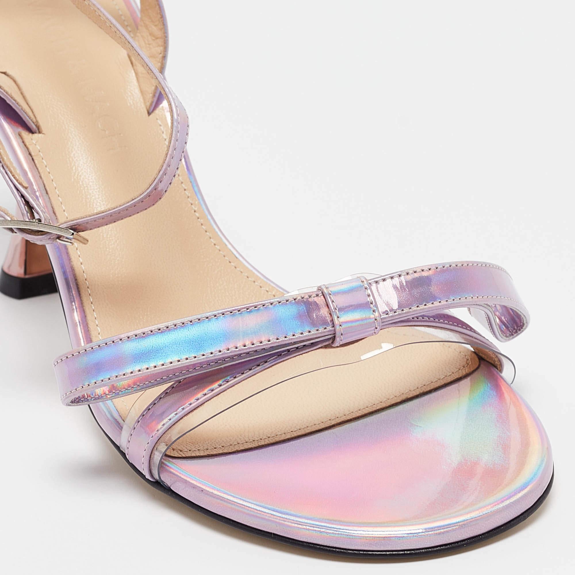 Mach & Mach Multicolor Leather French Bow Ankle Strap Sandals 37 For Sale 2