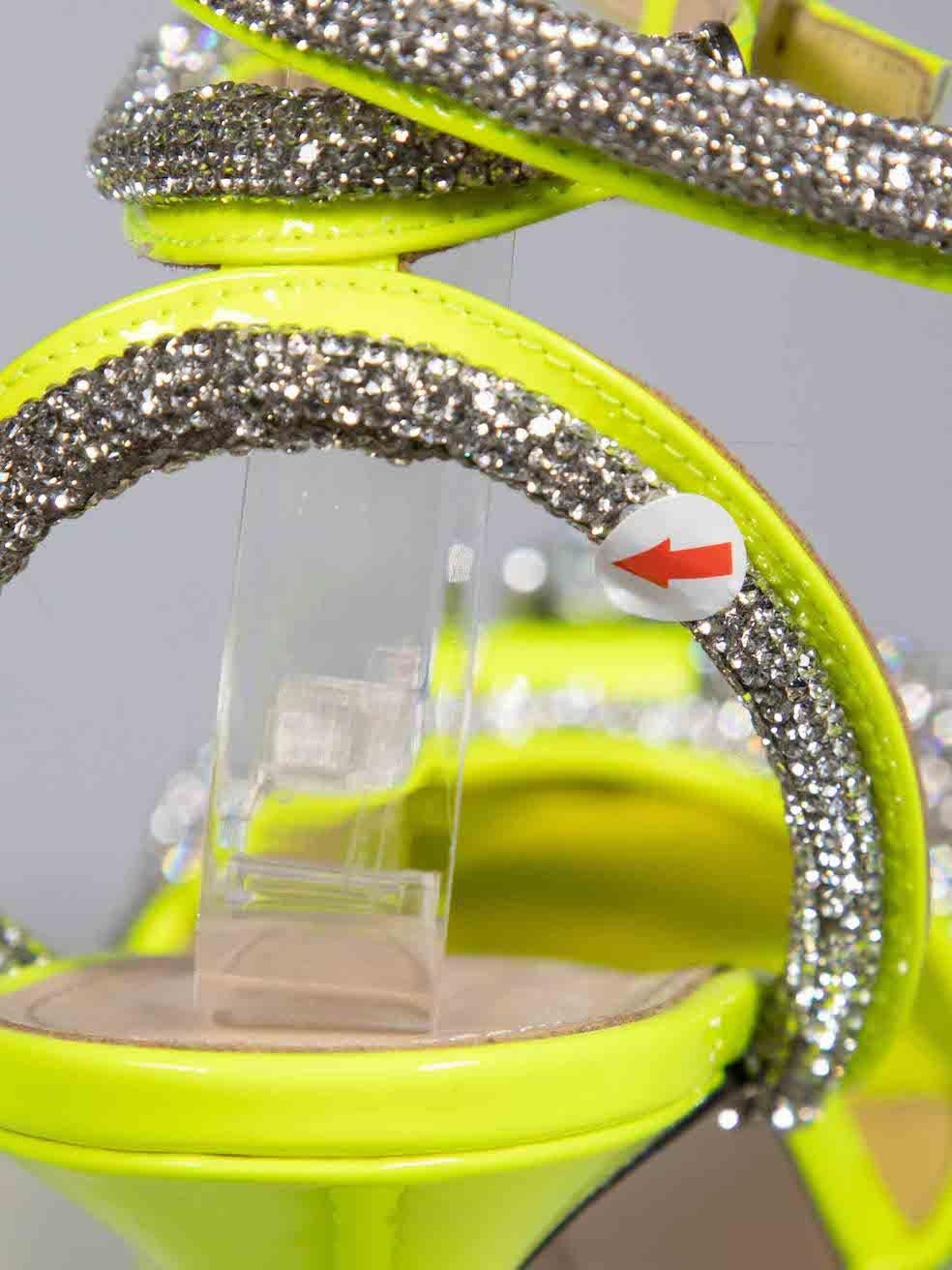 Mach & Mach Neon Yellow PVC Crystal Bow Heels Size IT 37.5 2