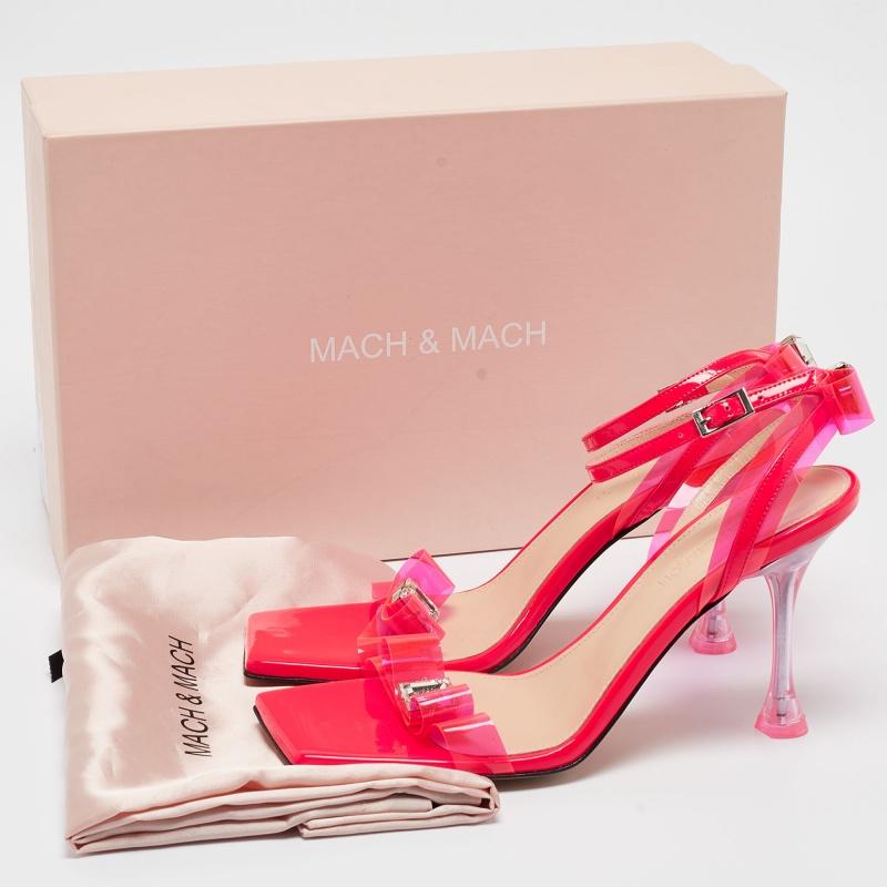 Mach & Mach Pink PVC and Patent French Bow Sandals Size 38.5 For Sale 5