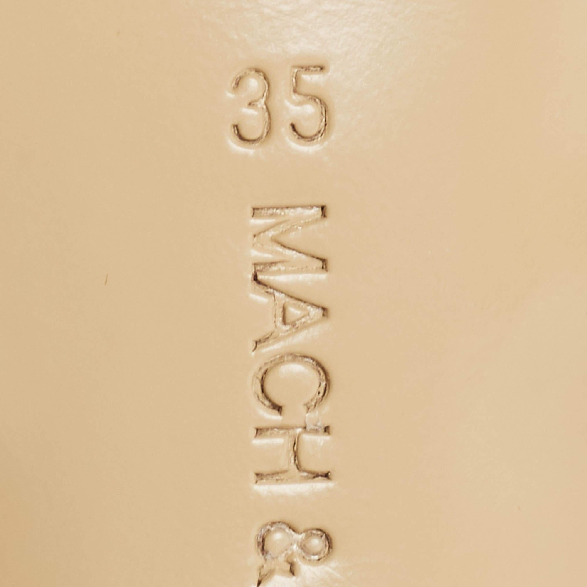Beige Mach & Mach Pink Satin Crystal Bow Ankle Strap Sandals Size 35