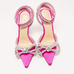 Mach & Mach Pink Satin Crystal Bow Ankle Wrap Pumps Size 36