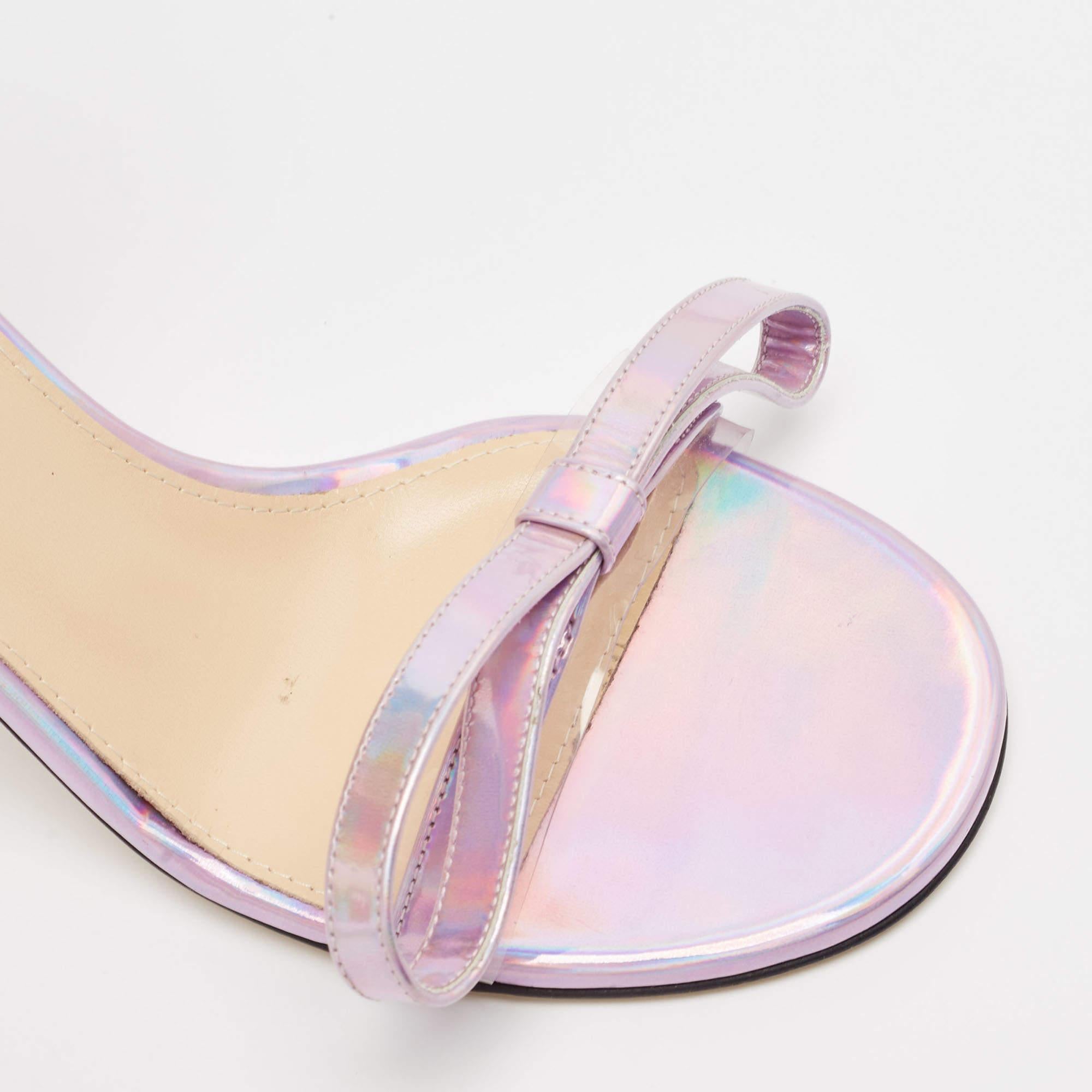 Mach & Mach Purple Iridescent Leather French Bow Sandals Size 36 For Sale 2