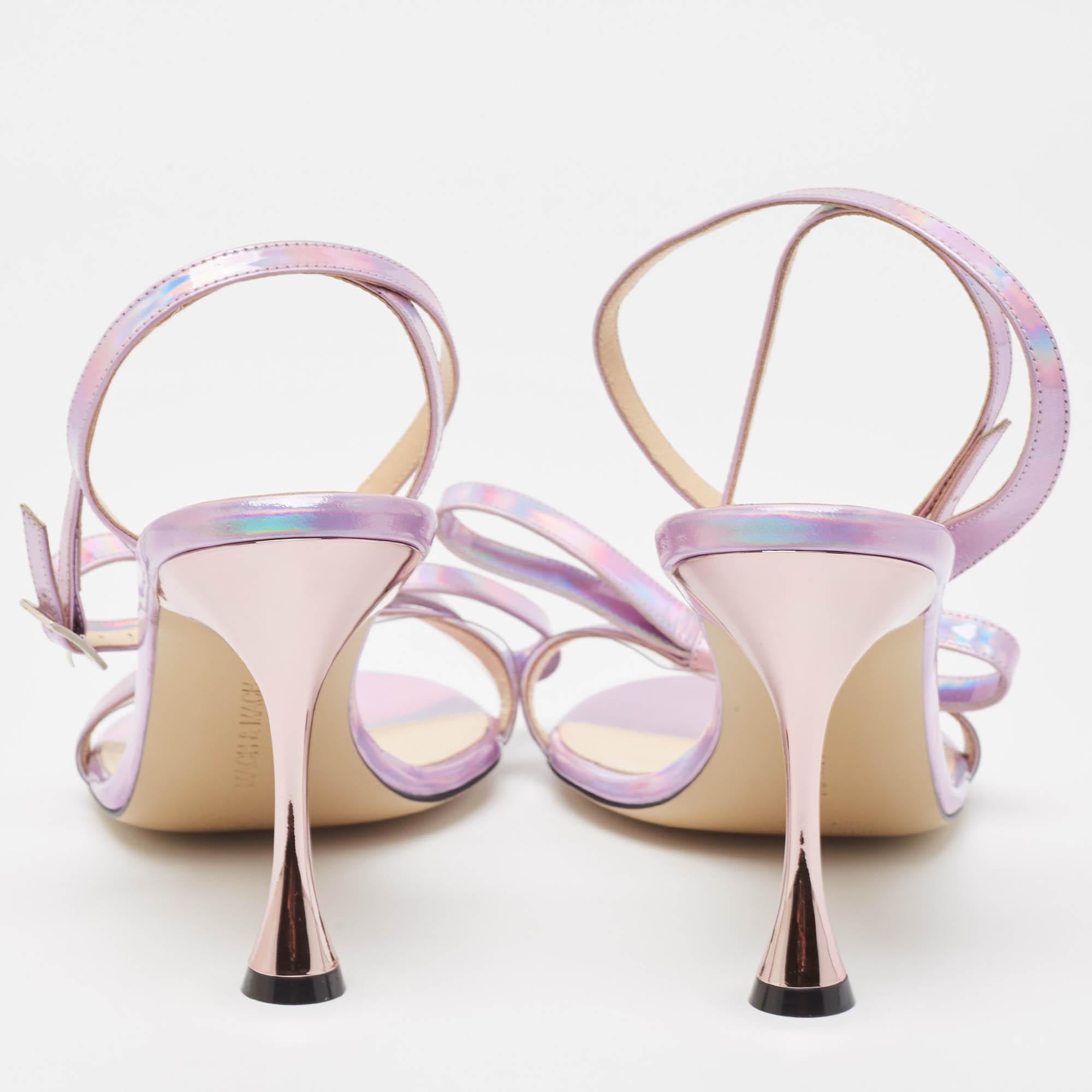Women's Mach & Mach Purple Iridescent Leather French Bow Sandals Size 38 For Sale