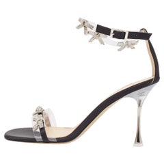 Mach & Mach Transparent PVC and Satin Floating Crystal Bow Sandals Size 38