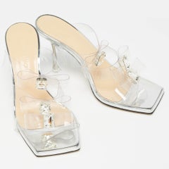 Mach & Mach Transparent PVC French Triple Bow Slide Sandals Size 37