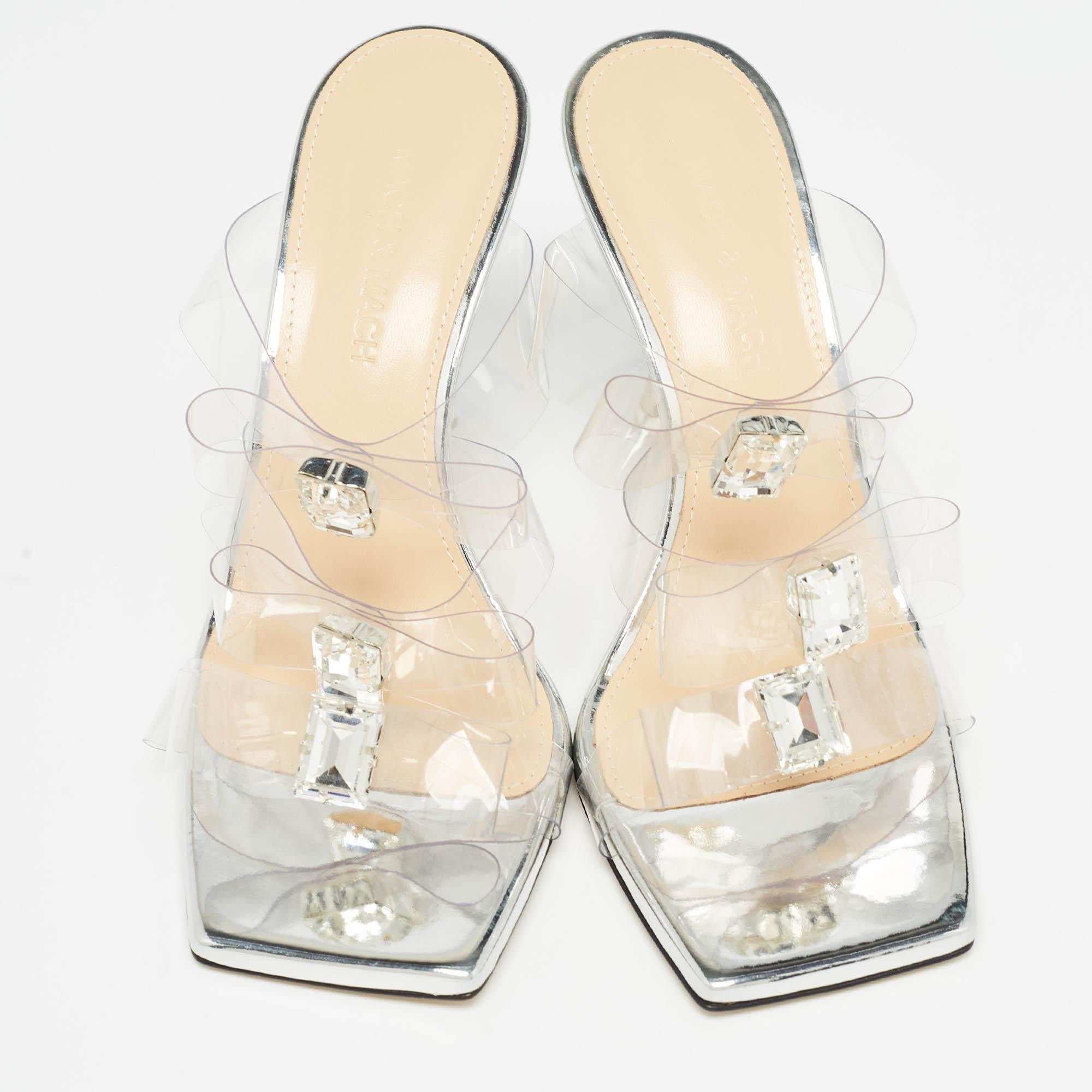 Mach & Mach Sandalias francesas de PVC transparente con triple lazo talla 37 Beige en venta