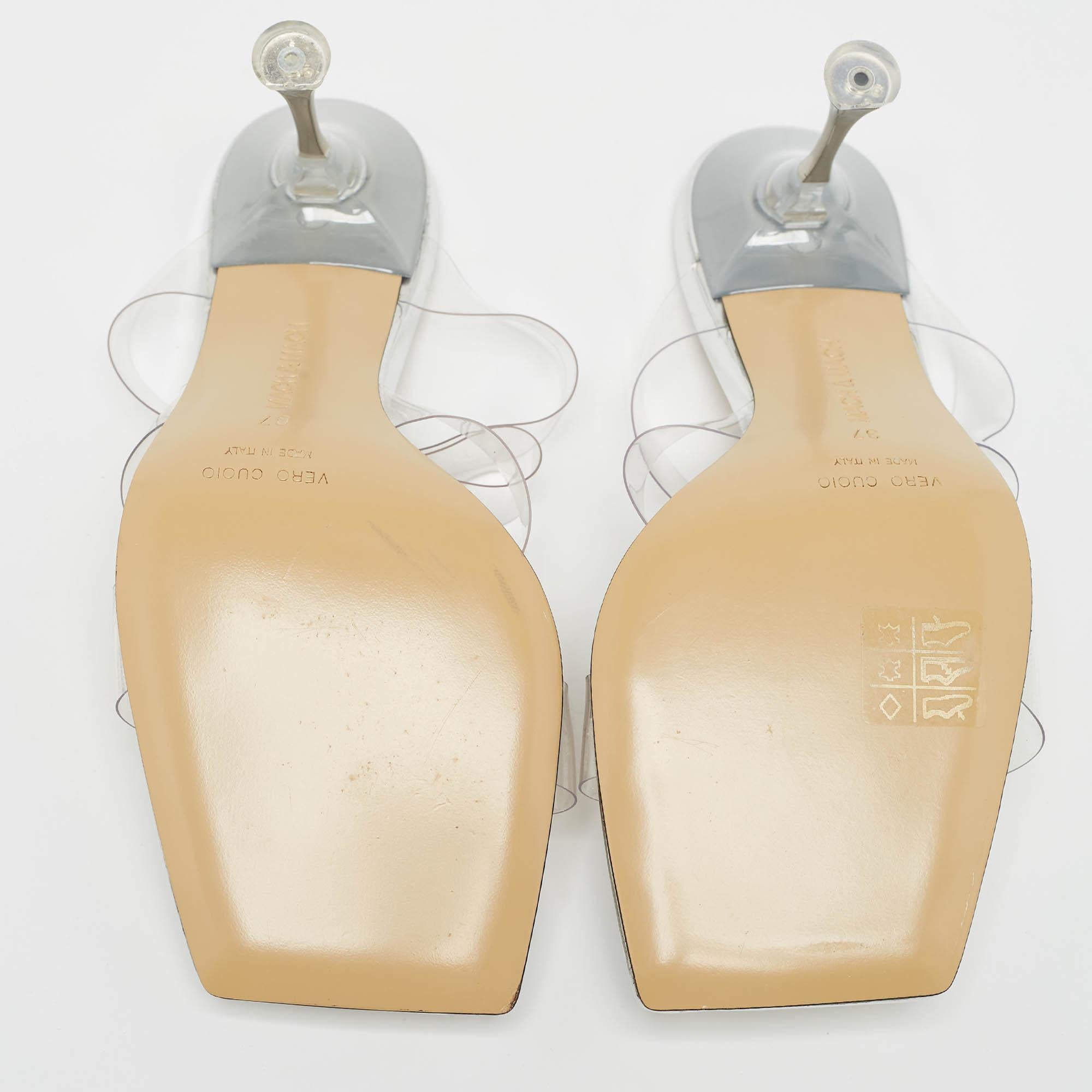 Mach & Mach Transparent PVC French Triple Bow Slide Sandals Size 37 For Sale 4