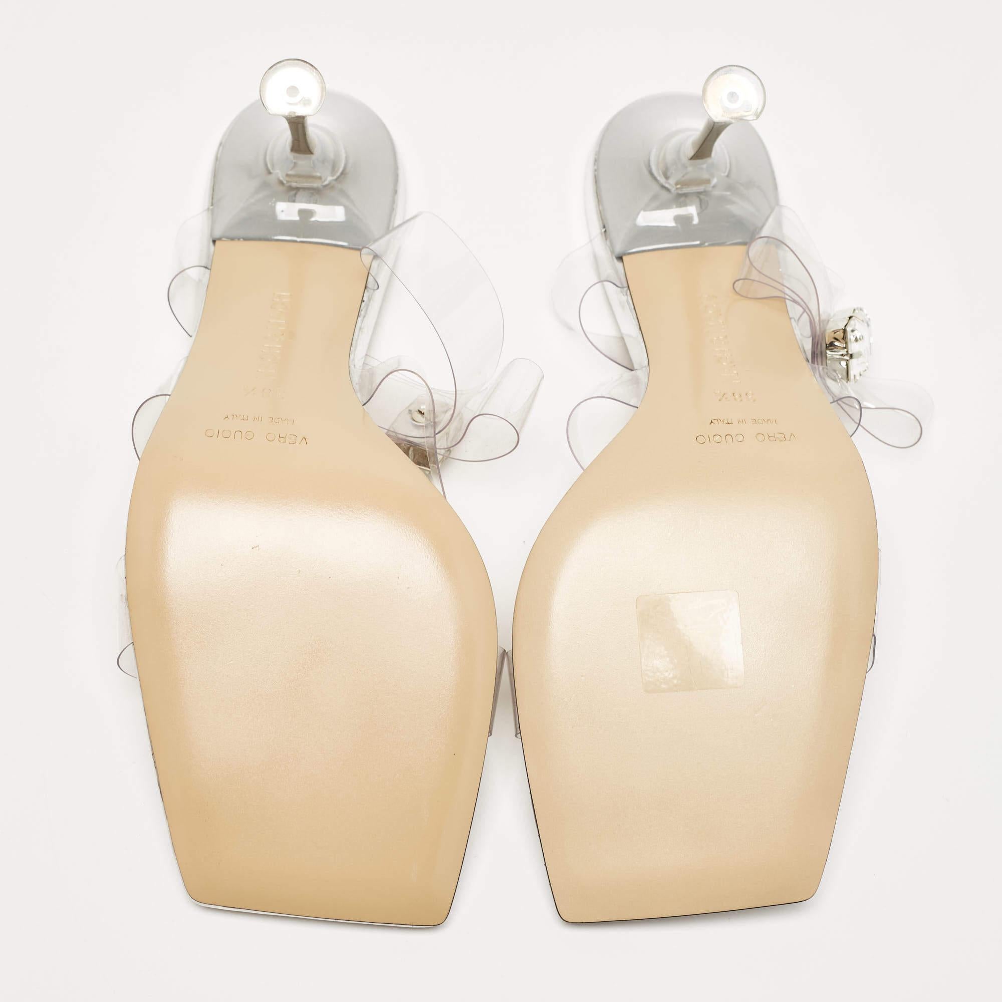 Mach & Mach Transparent PVC French Triple Bow Slide Sandals Size 38.5 For Sale 4