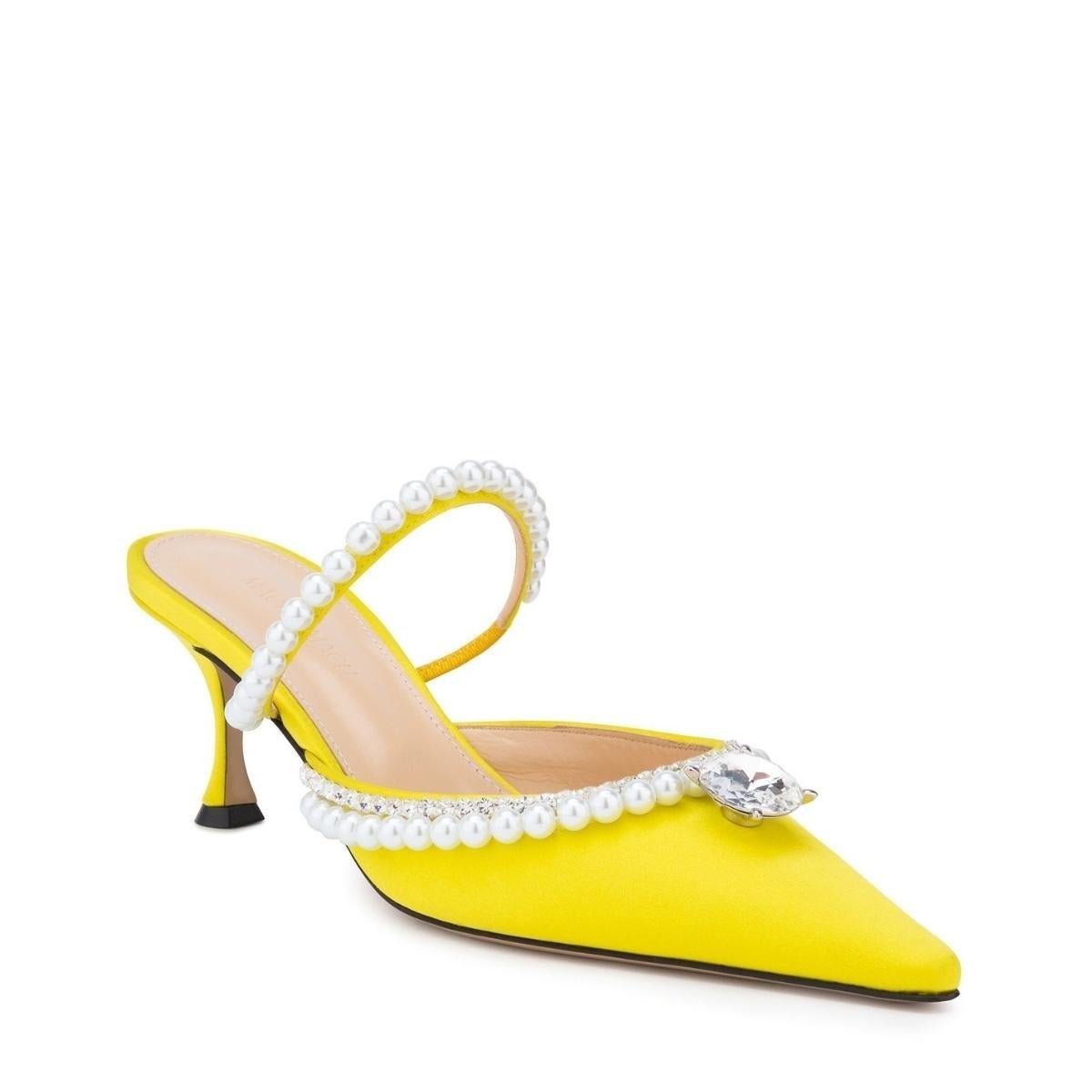 Mach & Mach Yellow Diamond & Pearl 65 Heels size 37 In New Condition For Sale In Brossard, QC