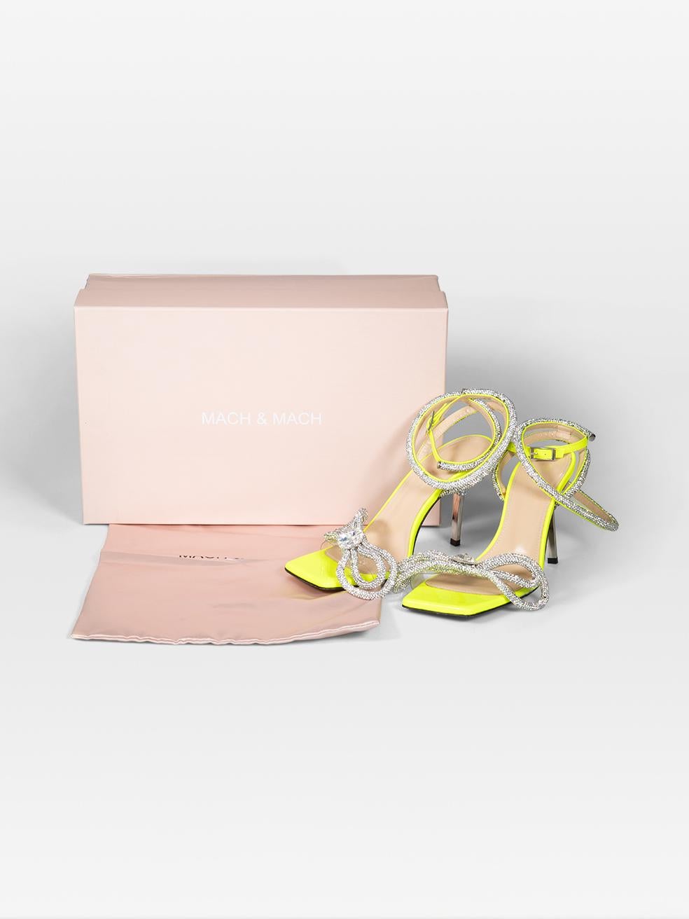 De las mujeres Mach & Mach Sandalias de charol amarillo con doble lazo talla IT 37 en venta