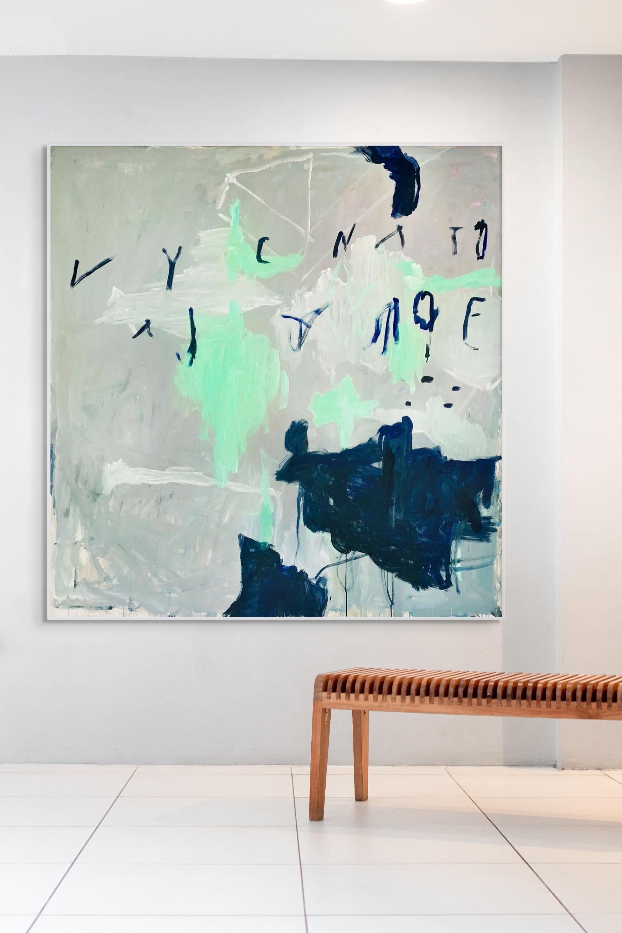 Short Hours (Can You Hear Me?) (Abstrakte Malerei) (Grau), Abstract Painting, von Macha Poynder
