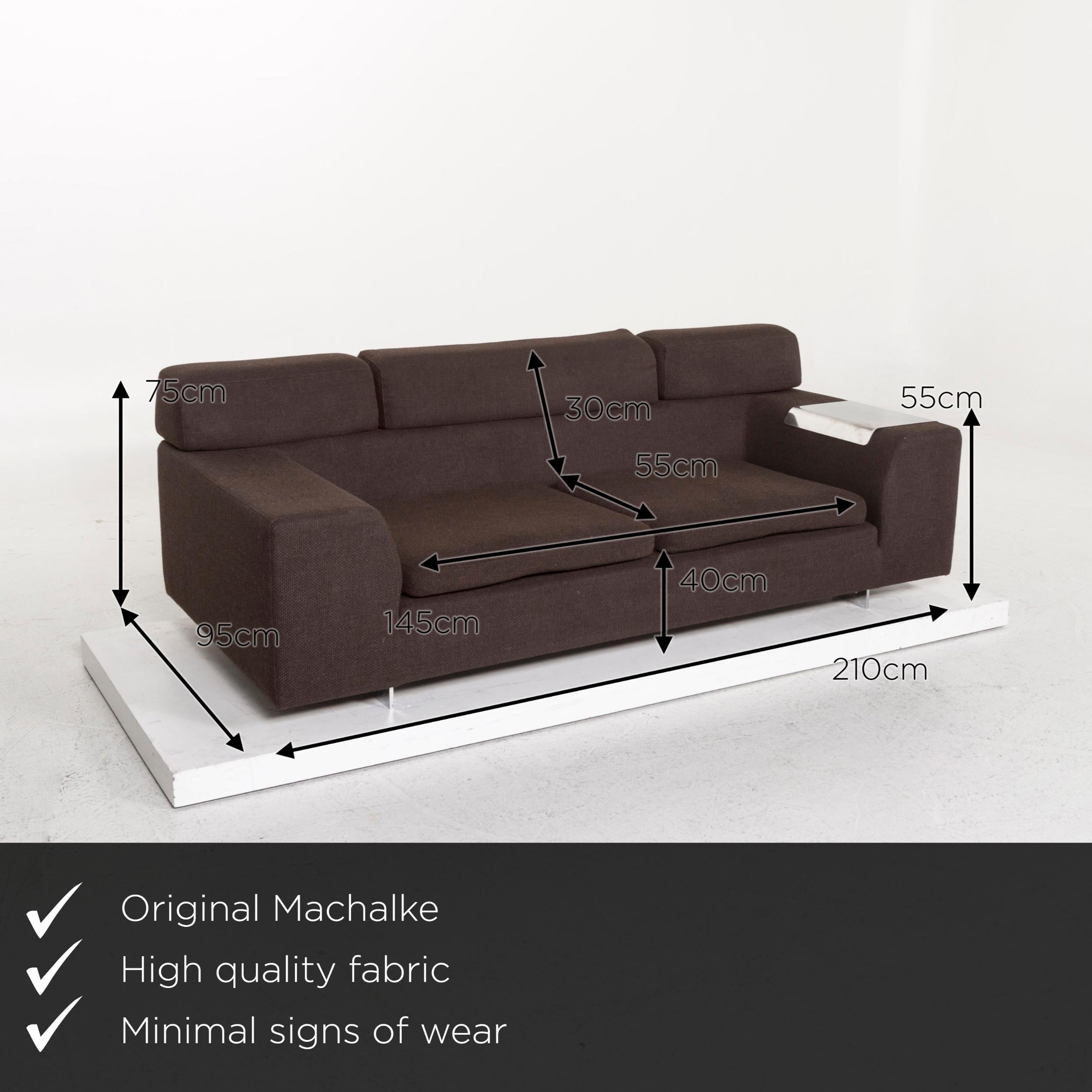 We present to you a Machalke black jack fabric sofa dark brown function couch.

 

 Product measurements in centimeters:
 

Depth 95
Width 210
Height 75
Seat height 40
Rest height 55
Seat depth 55
Seat width 145
Back height 30.