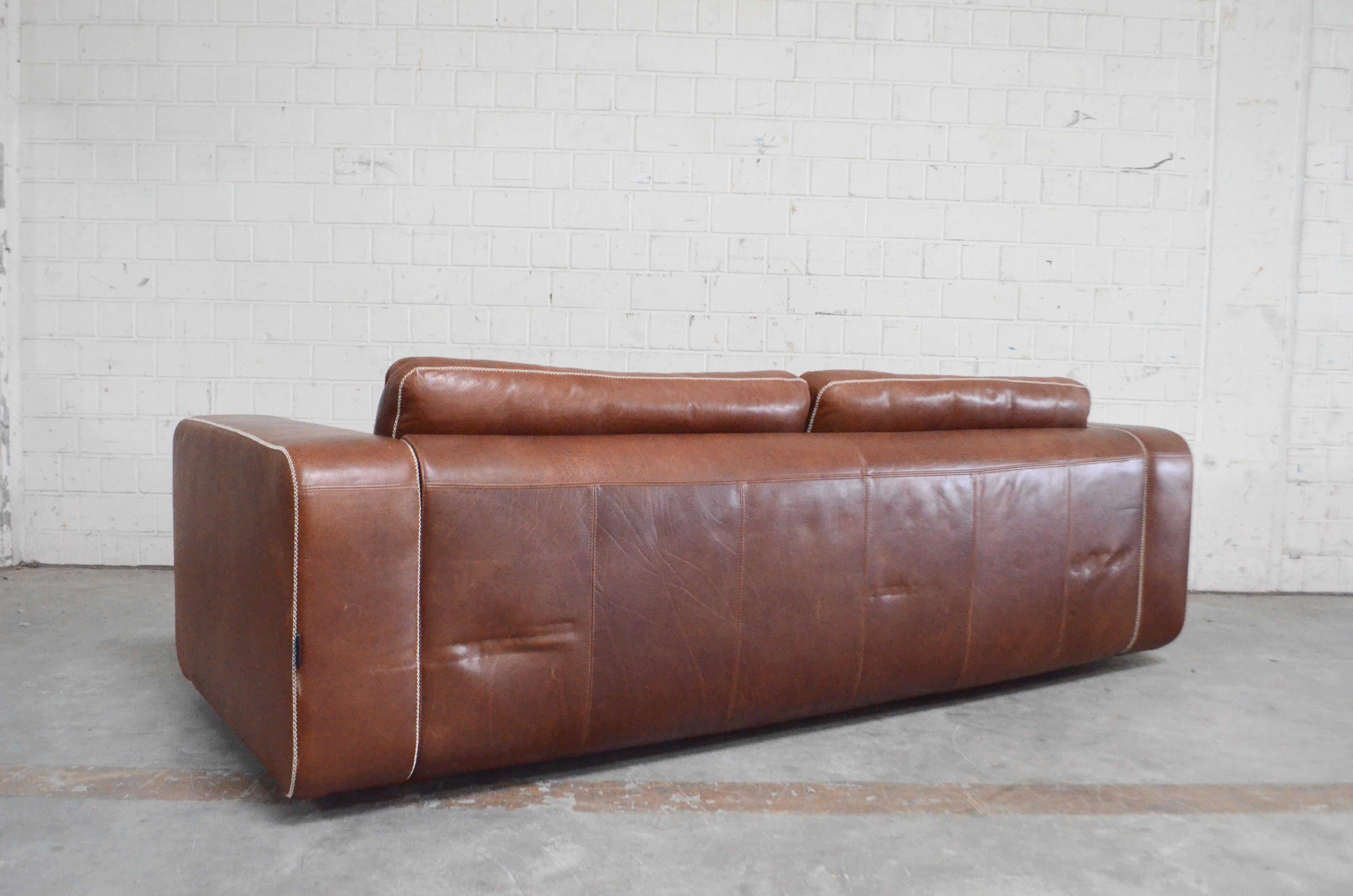 Cognacfarbenes Leder-Sofa Modell Valentino von Machalke 3