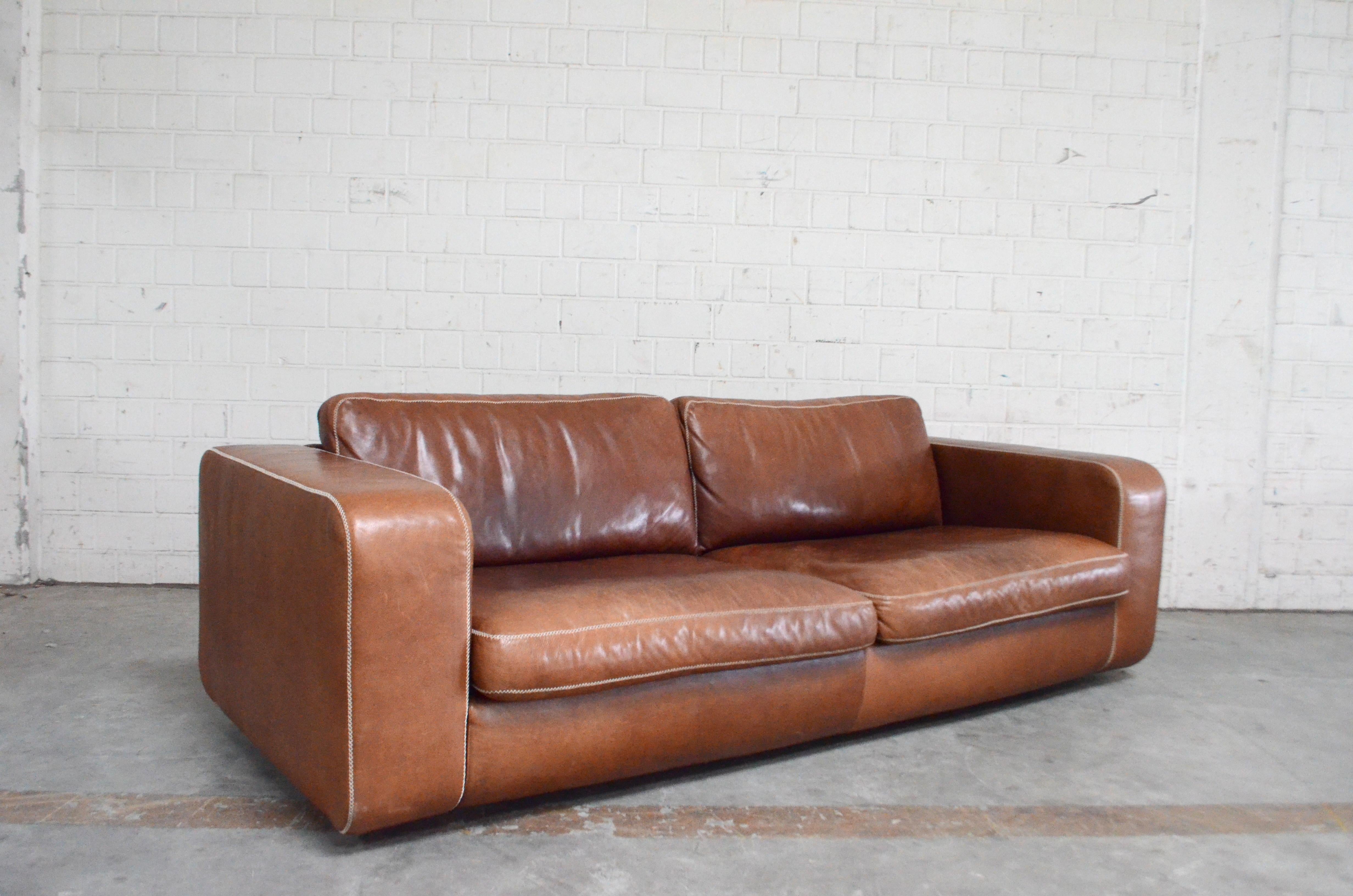 Machalke Cognac Leather Sofa Model Valentino 4