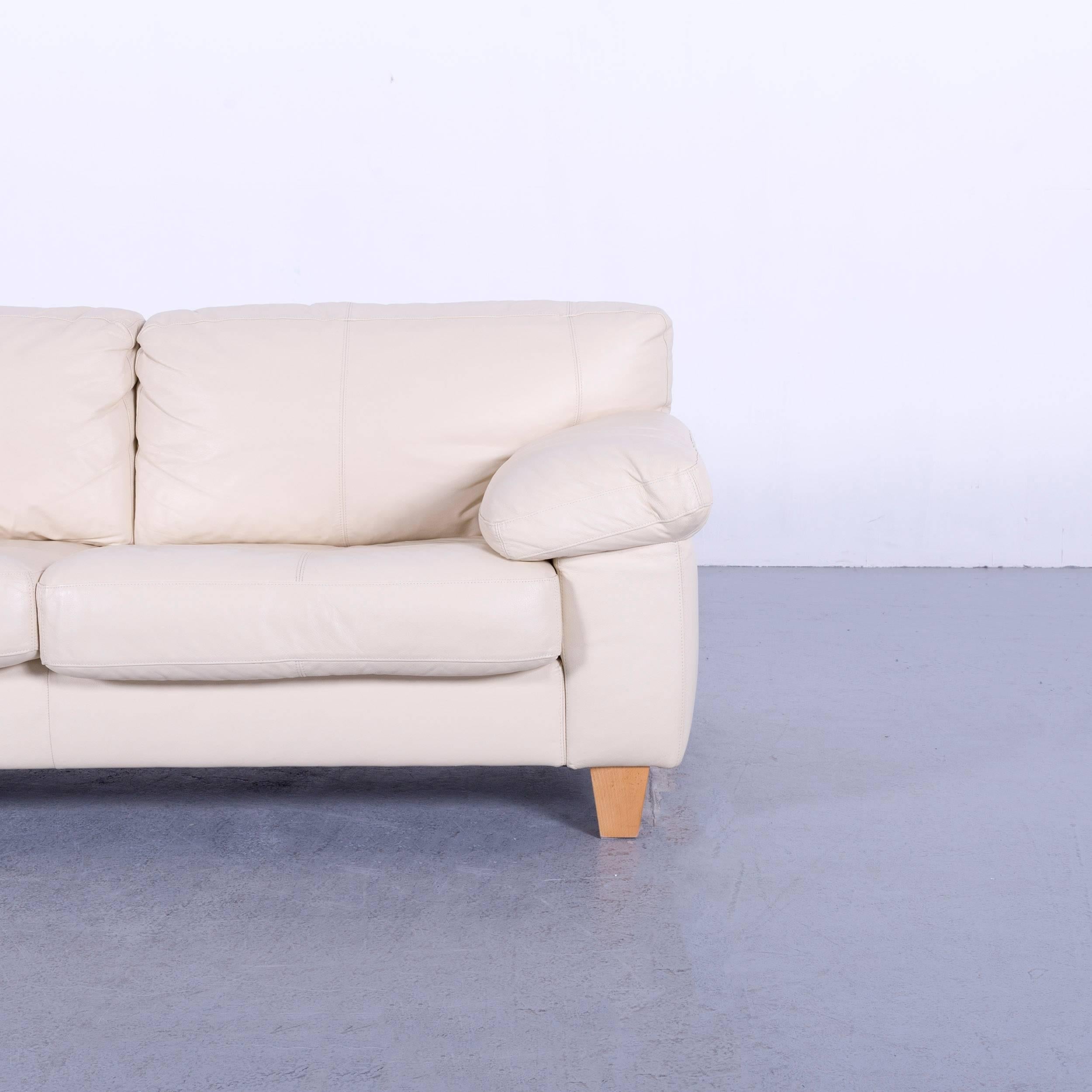 Machalke Crack Leder-Sofa mit zwei Sitzen und cremefarbenem Krappen (Deutsch)