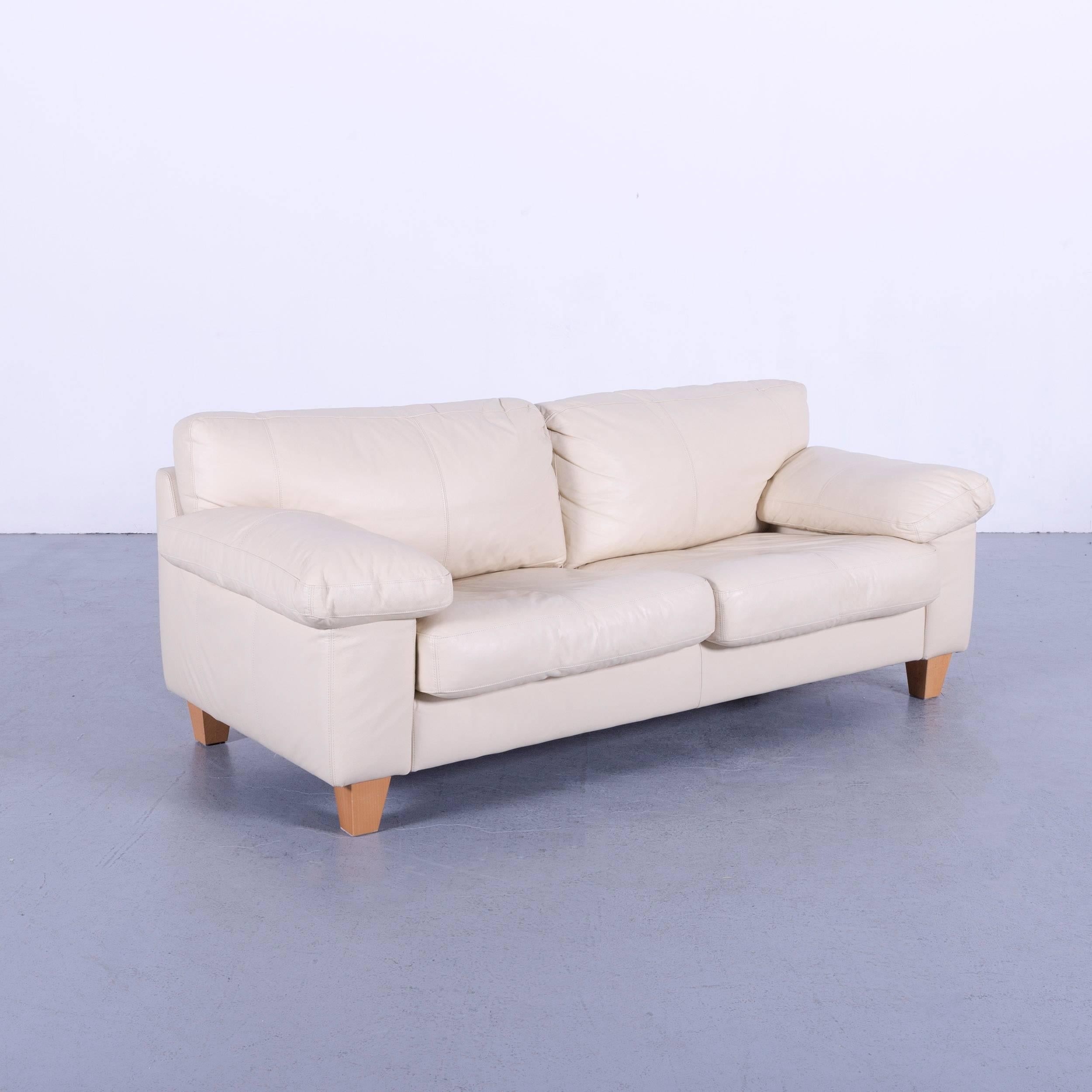 Machalke Crack Leder-Sofa mit zwei Sitzen und cremefarbenem Krappen (21. Jahrhundert und zeitgenössisch)