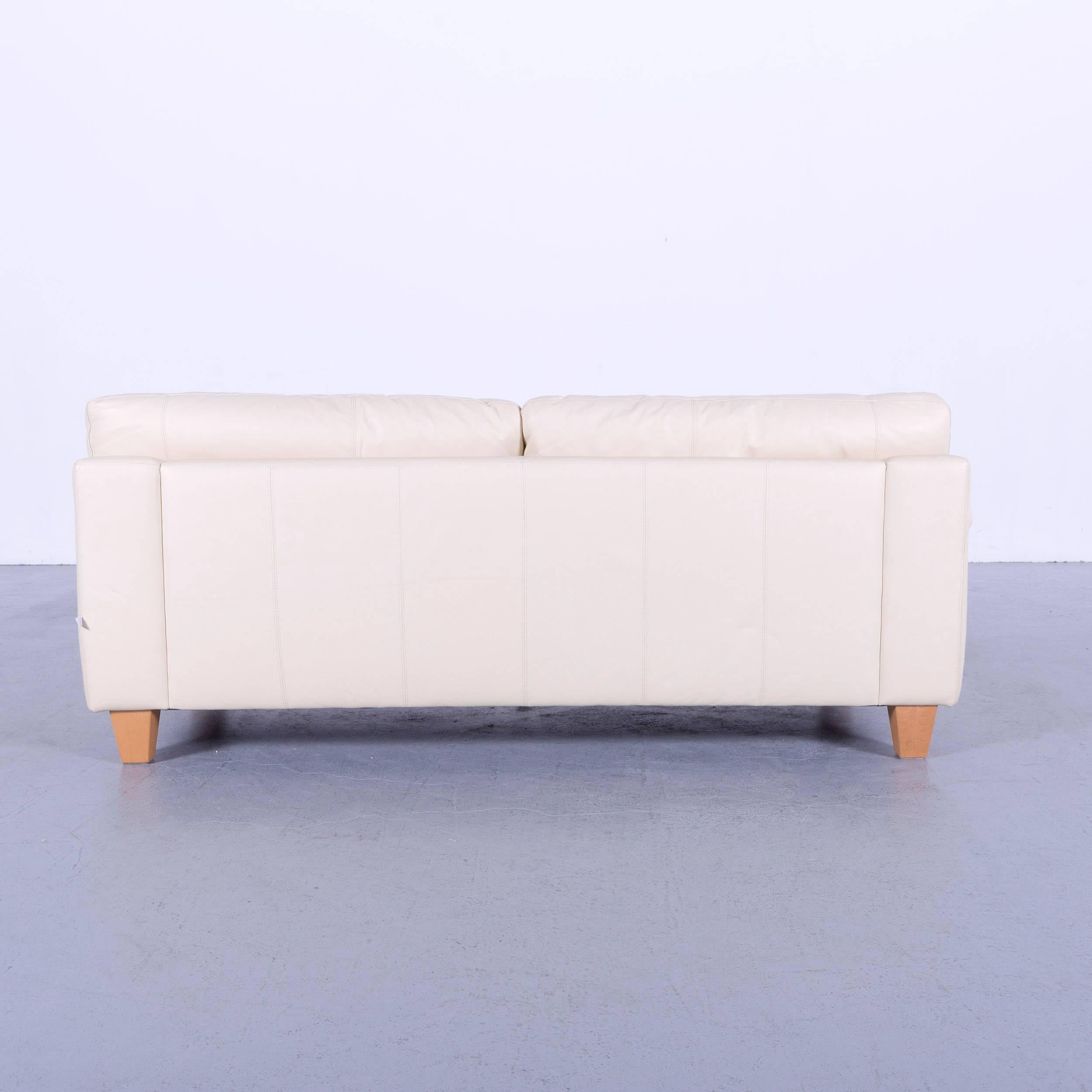 Machalke Crack Leder-Sofa mit zwei Sitzen und cremefarbenem Krappen 3