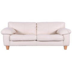Machalke Crack Leather Sofa Off-White Two-Seat Couch