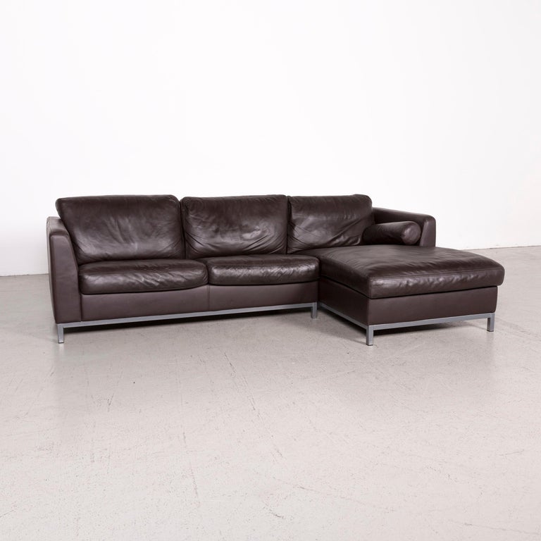 Machalke Designer Leather Corner Sofa Brown Genuine Couch
