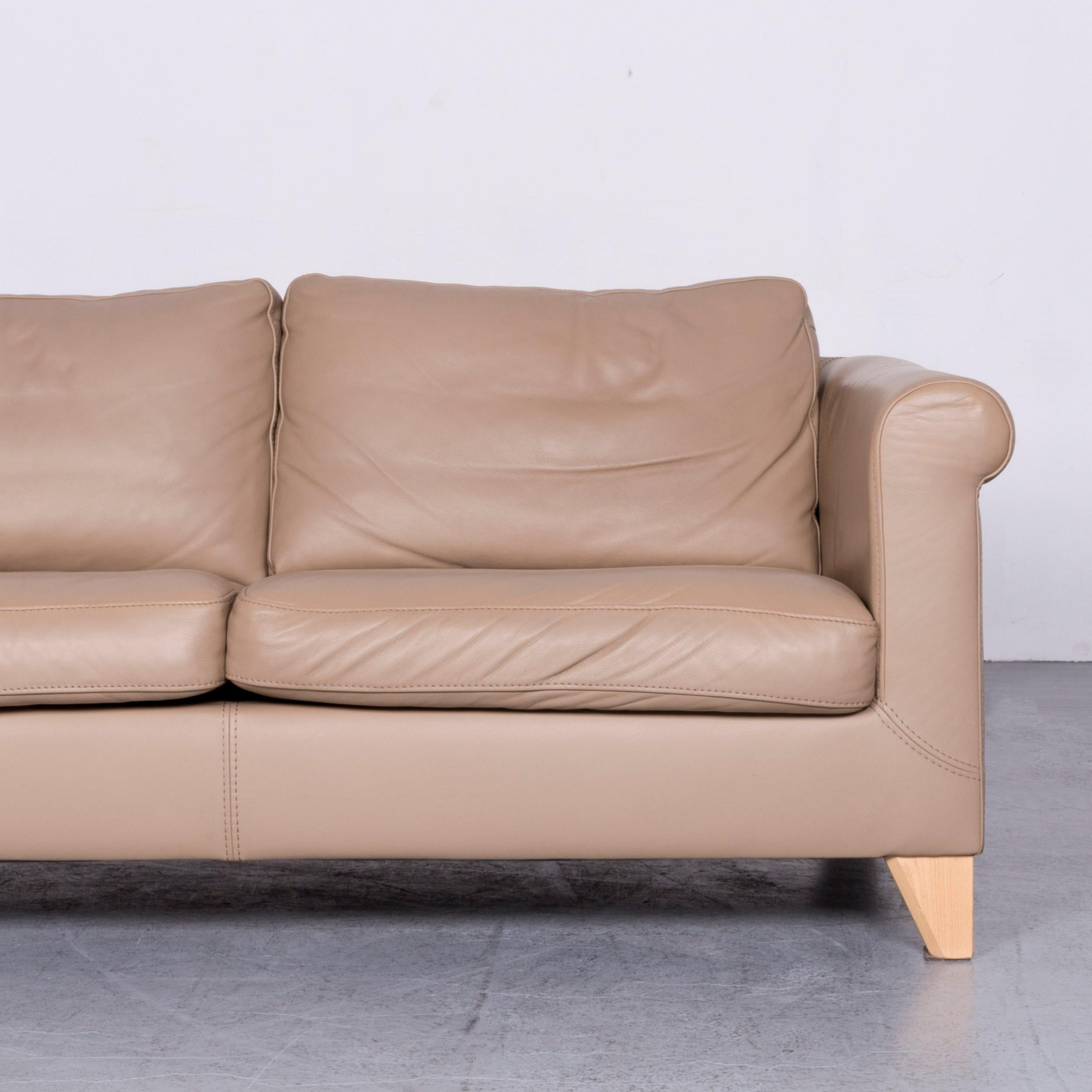 Machalke Designer Leather Sofa Beige Two-Seat Couch In Good Condition For Sale In Cologne, DE