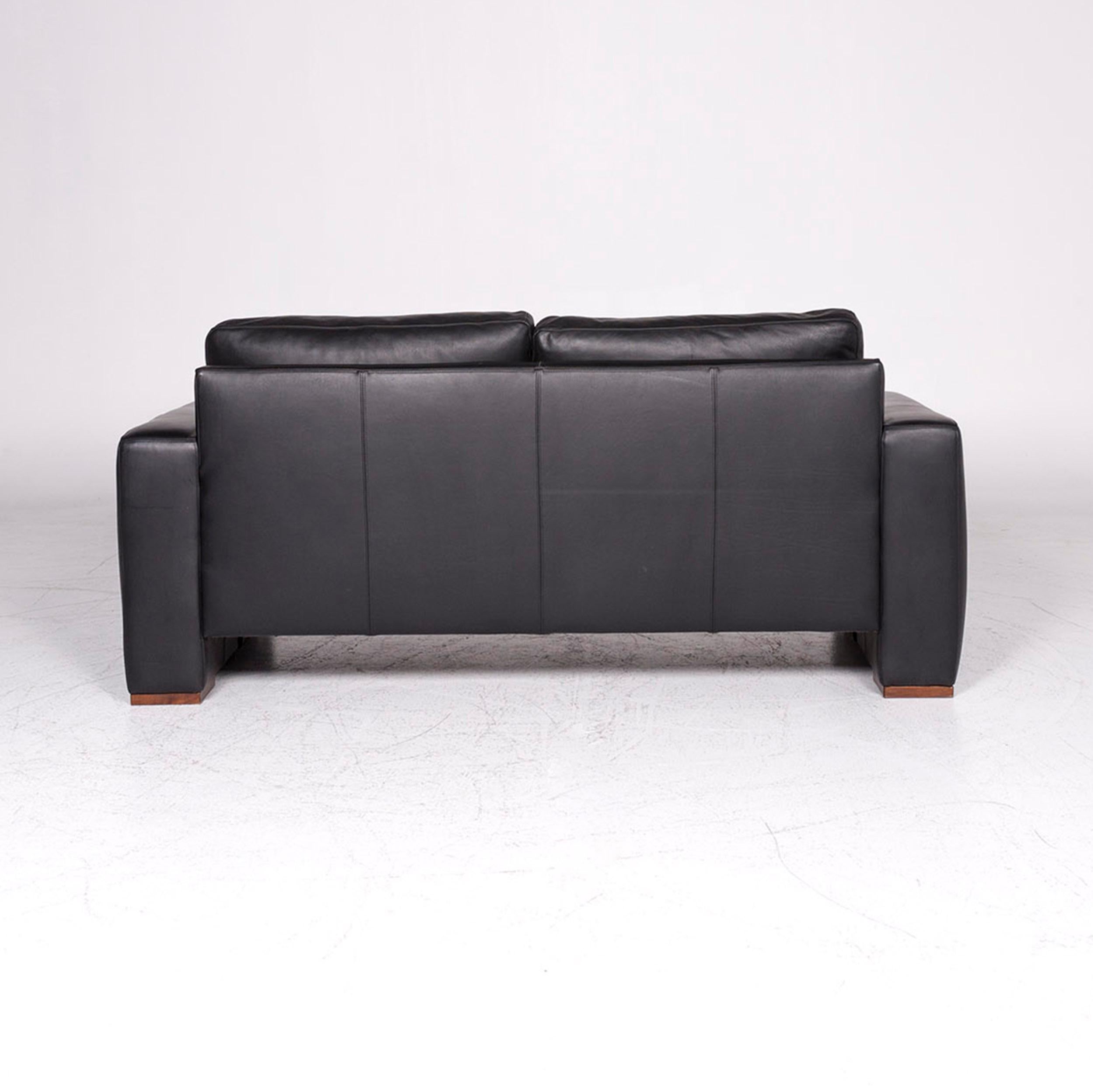 Machalke Designer Leather Sofa Black Two-Seat Couch For Sale 3