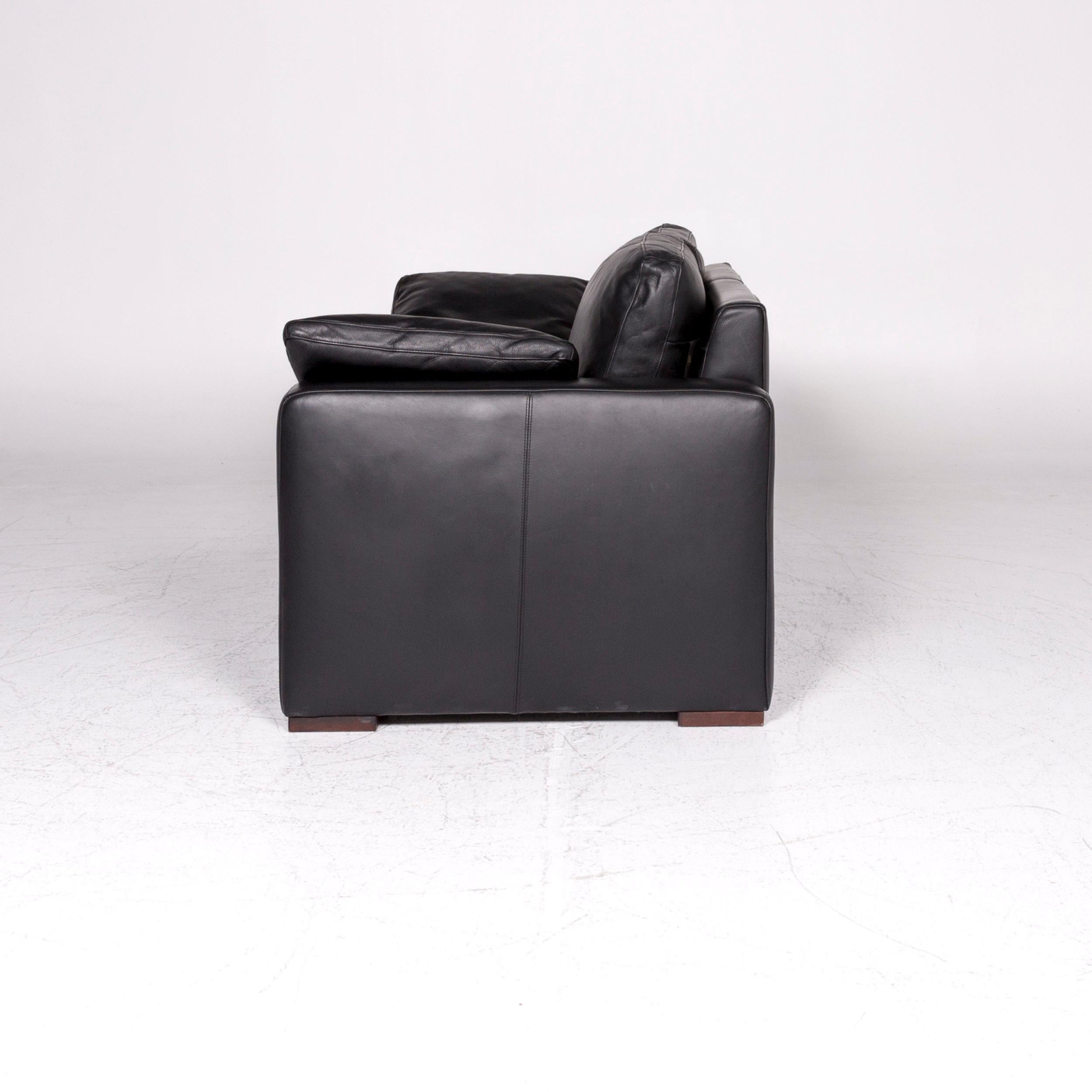 Machalke Designer Leather Sofa Black Two-Seat Couch For Sale 4