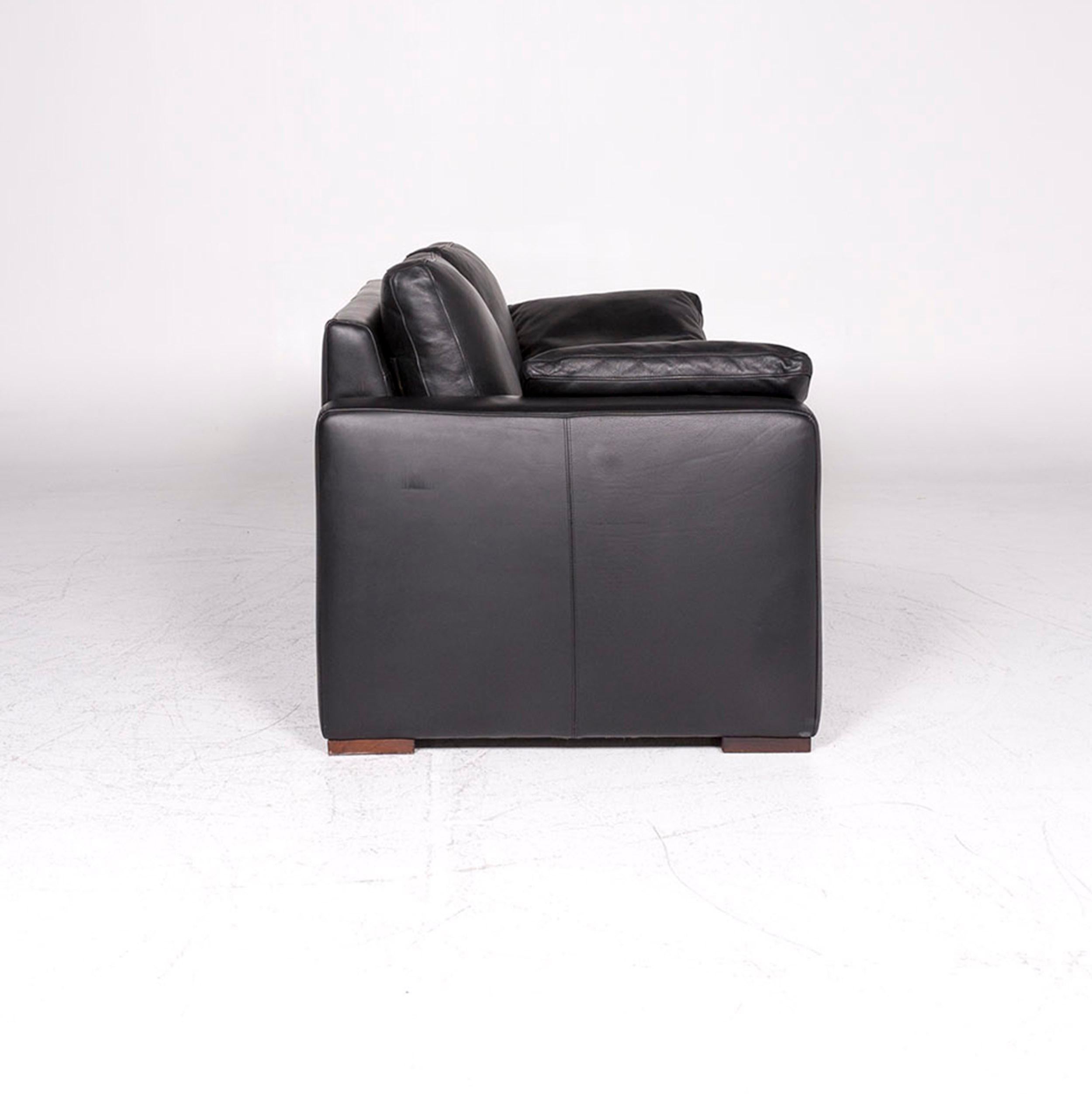 Machalke Designer Leather Sofa Black Two-Seat Couch For Sale 2