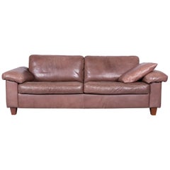 Machalke Designer Leather Sofa Brown Three-Seat Couch
