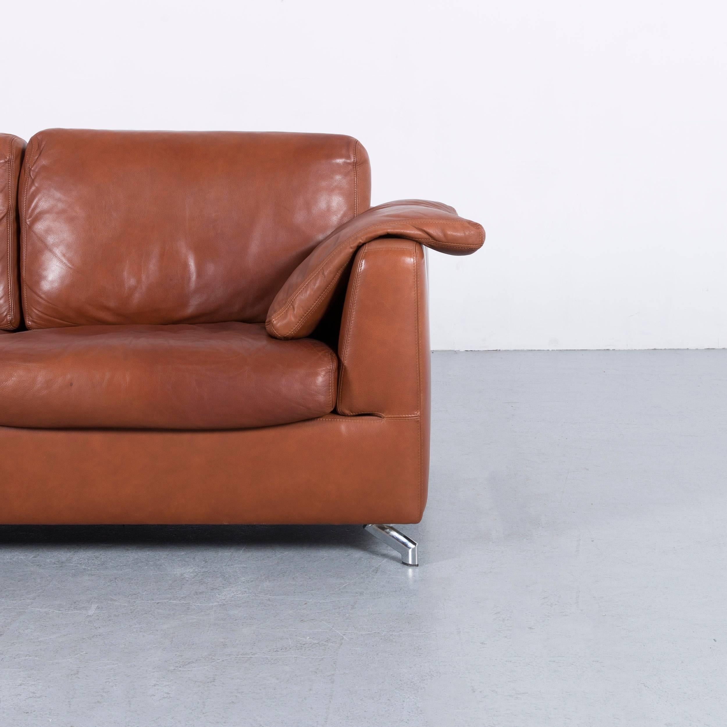 German Machalke Designer Leather Sofa Brown Two-Seat Couch