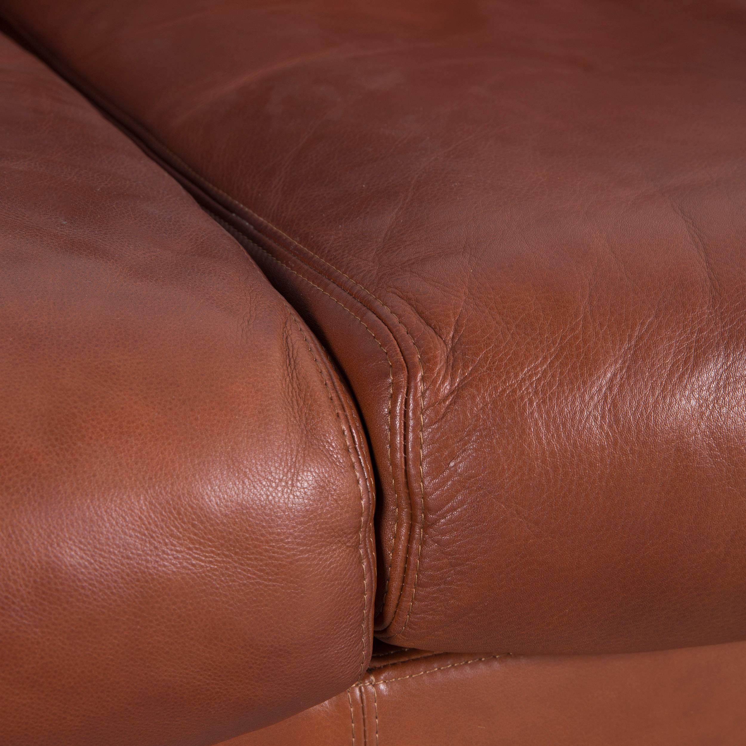Machalke Designer Leather Sofa Brown Two-Seat Couch In Good Condition In Cologne, DE