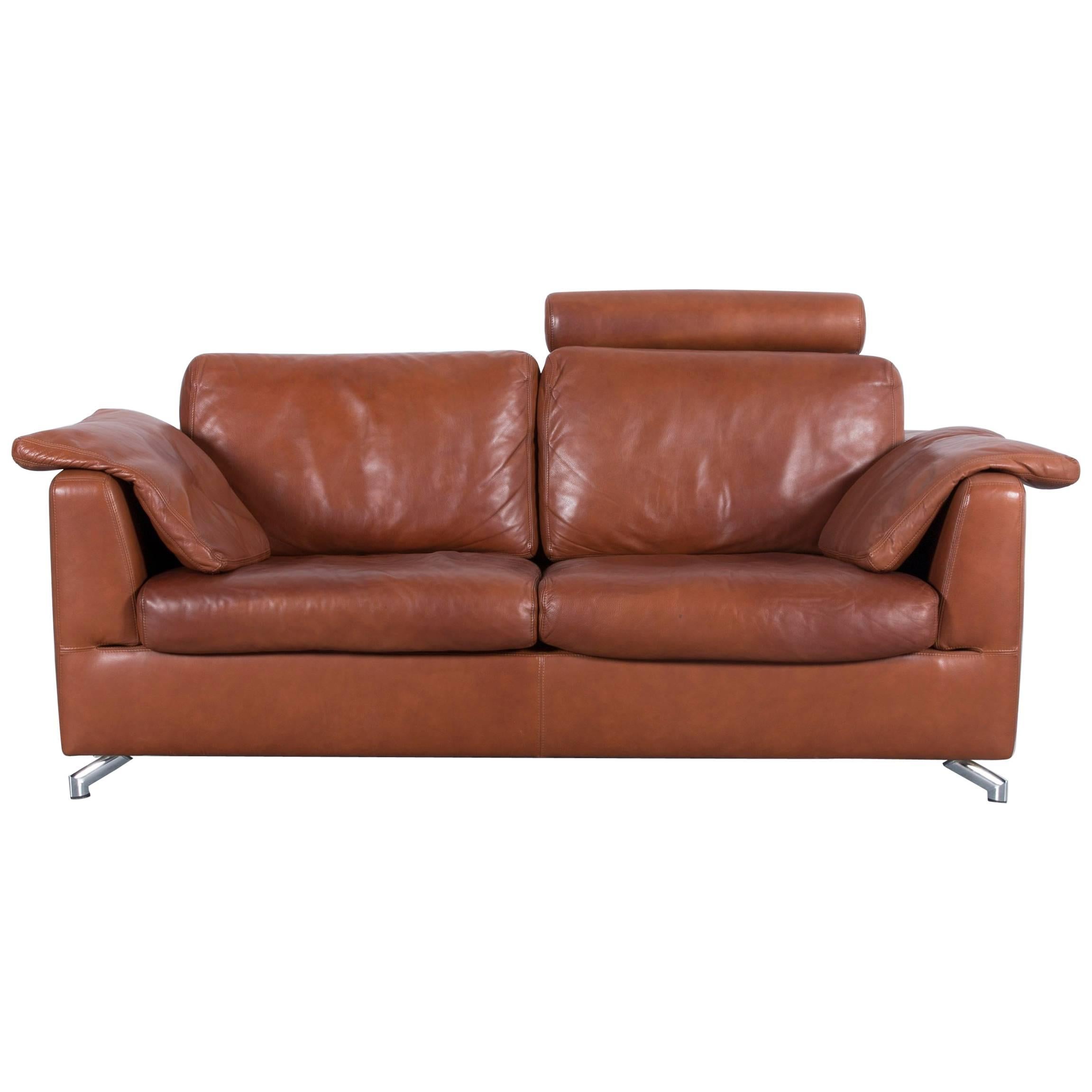 Machalke Designer Leather Sofa Brown Two-Seat Couch