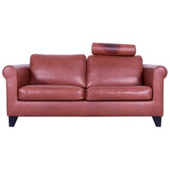 Machalke Designer Leather Sofa Red Two-Seat Couch