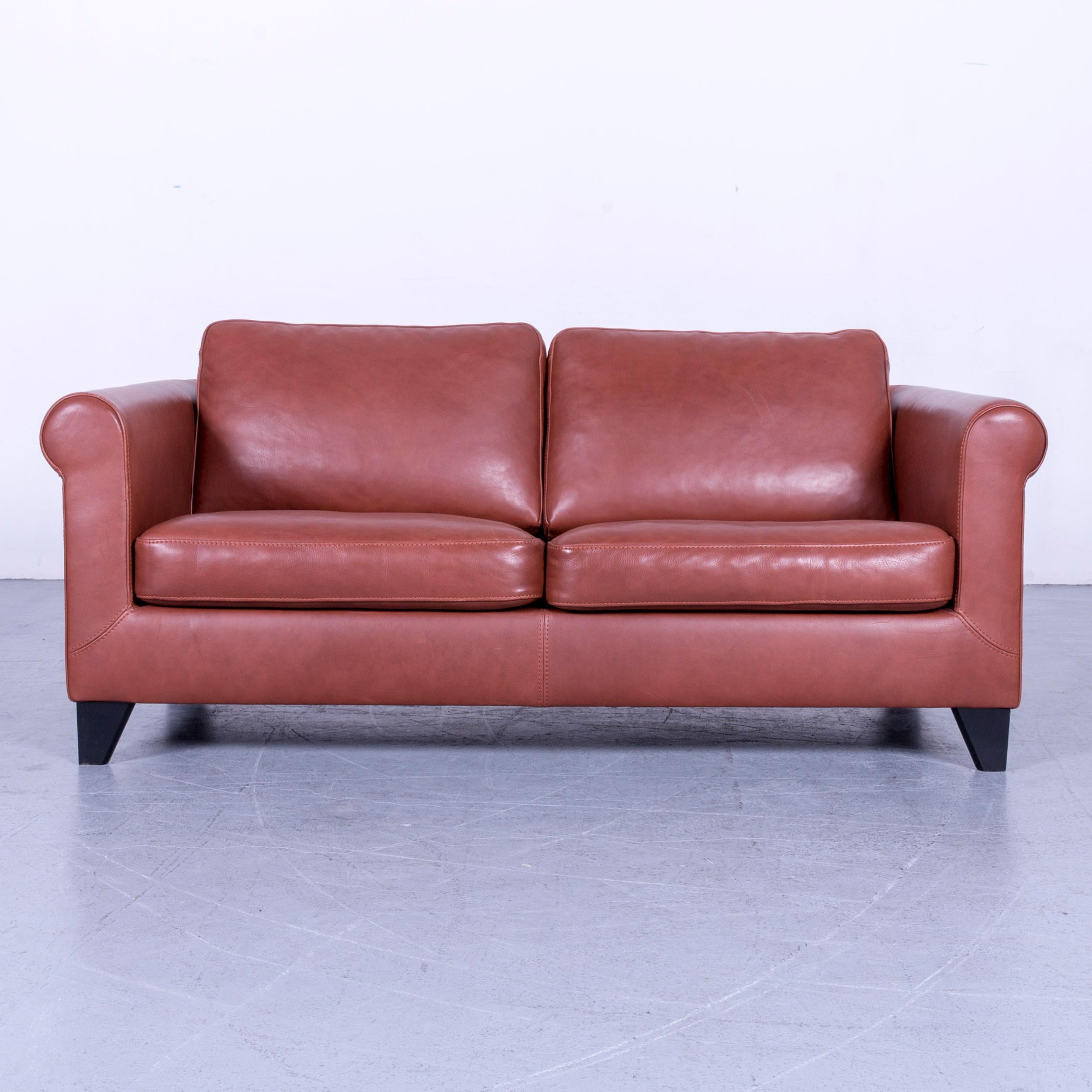 German Machalke Designer Leather Sofa Red Two-Seat Couch Set