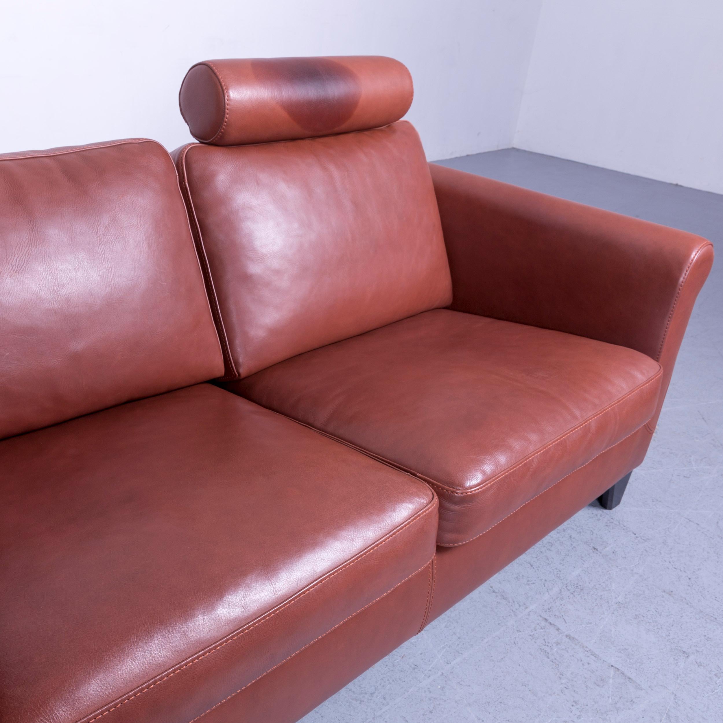 Machalke Designer Leather Sofa Red Two-Seat Couch Set 4
