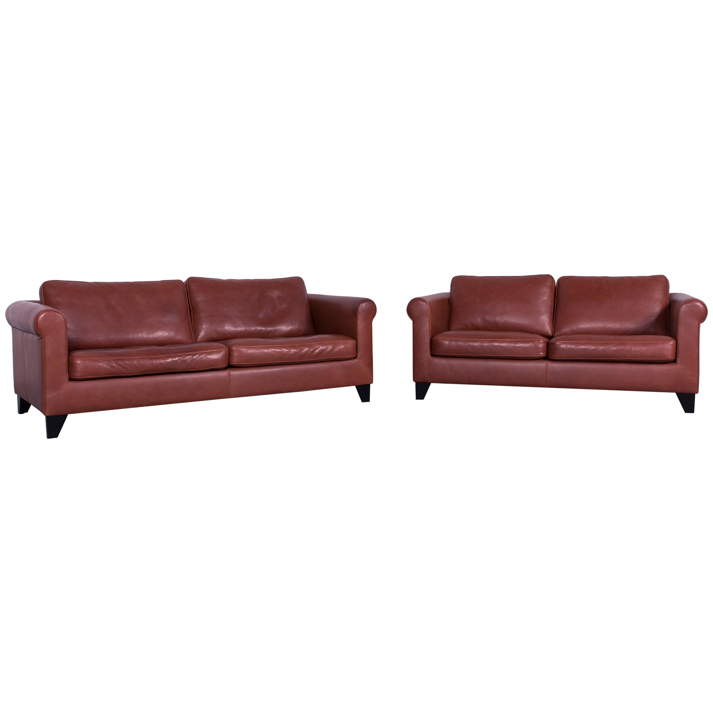 Machalke Designer Leather Sofa Red Two-Seat Couch Set
