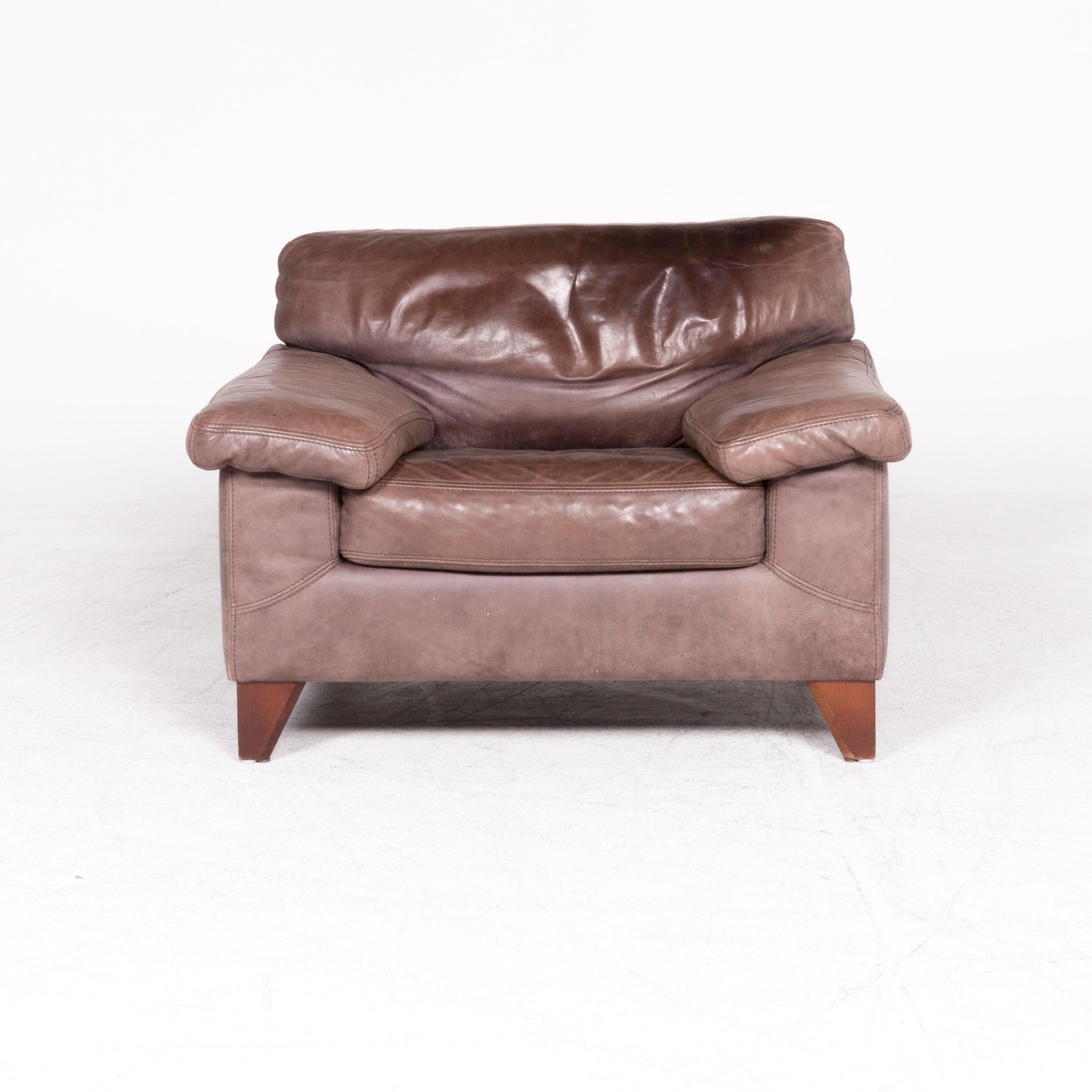 Machalke Diego Designer Leather Sofa Armchair Set Brown Genuine Leather Three For Sale 8