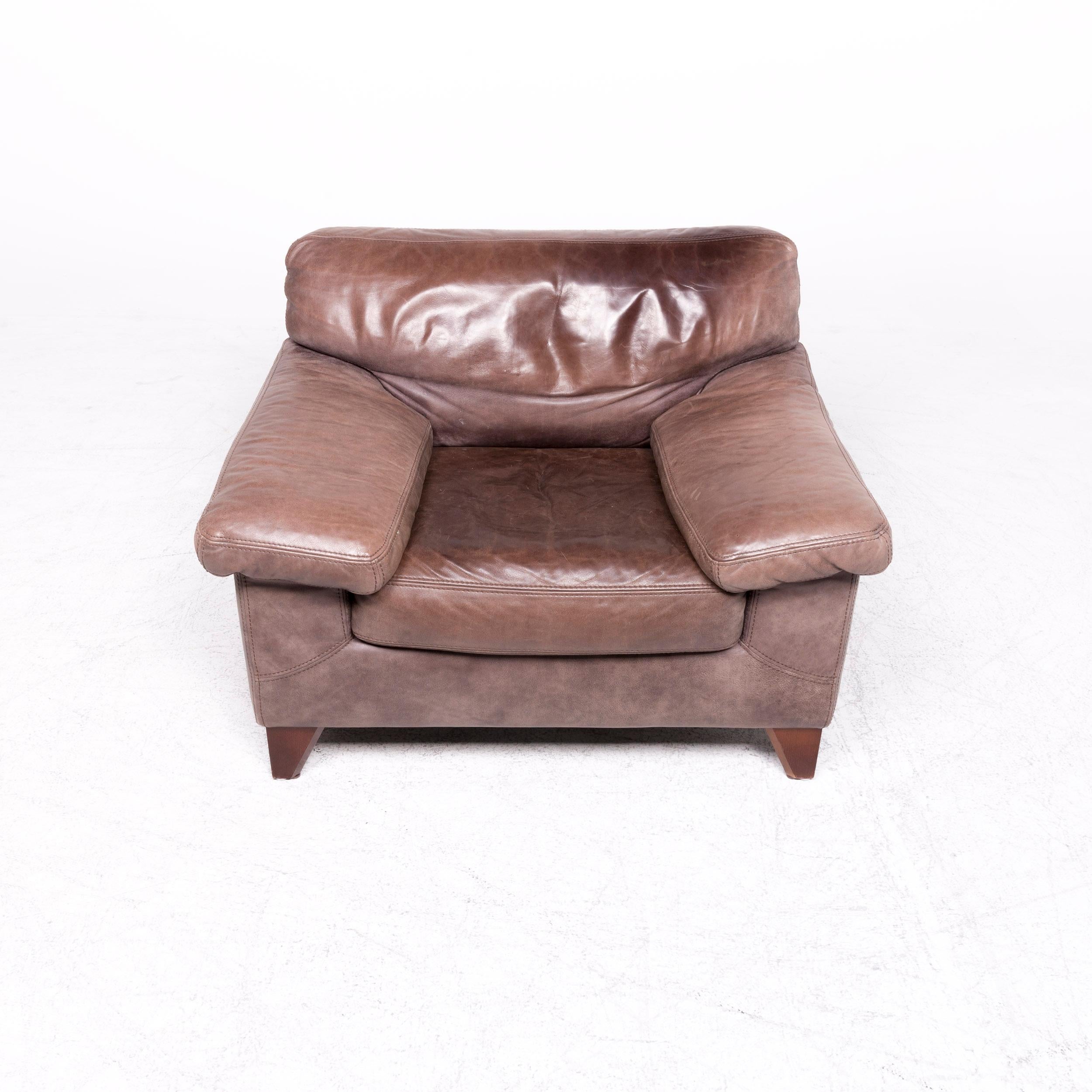 Machalke Diego Designer Leather Sofa Armchair Set Brown Genuine Leather Three For Sale 11