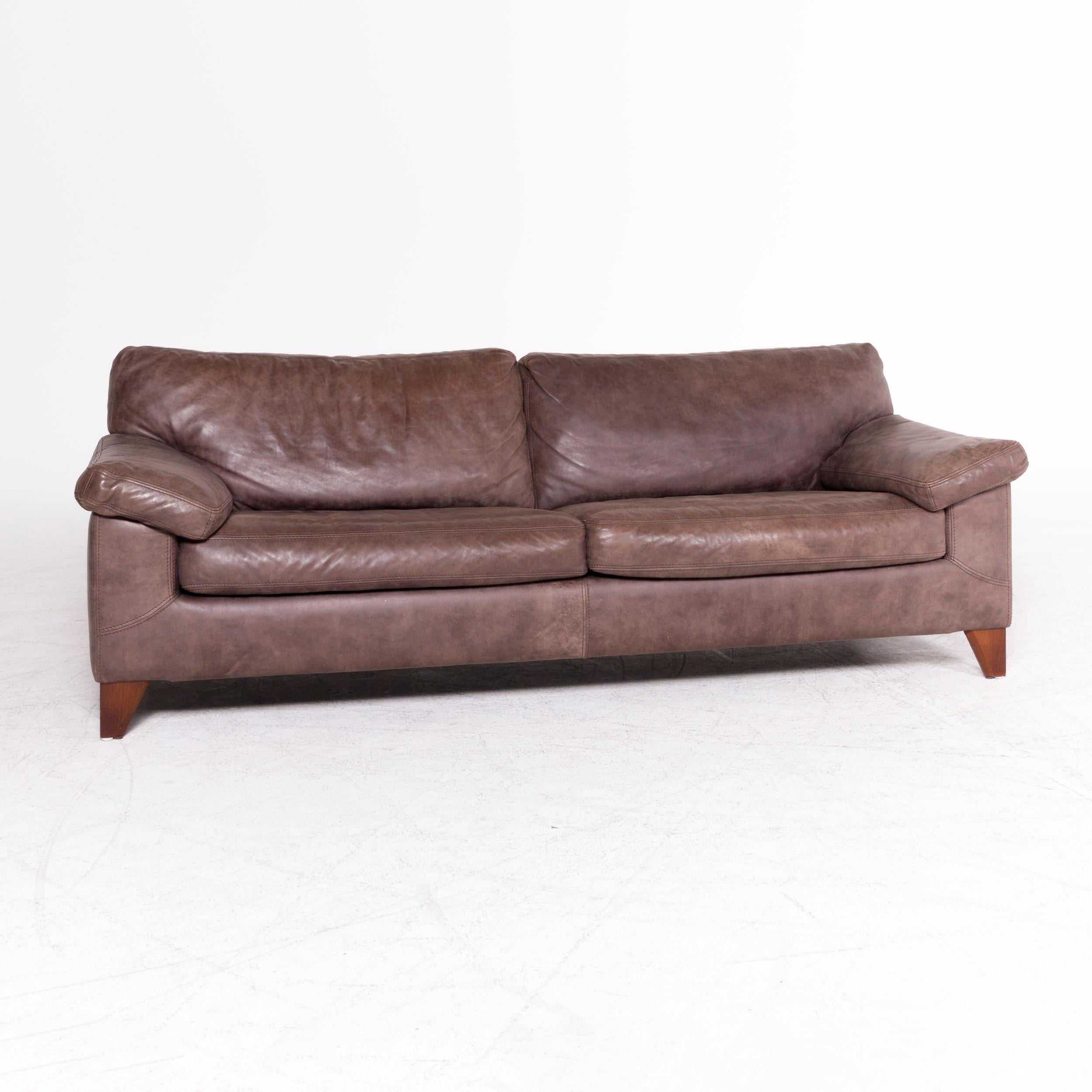 Bosnian Machalke Diego Designer Leather Sofa Armchair Set Brown Genuine Leather Three For Sale