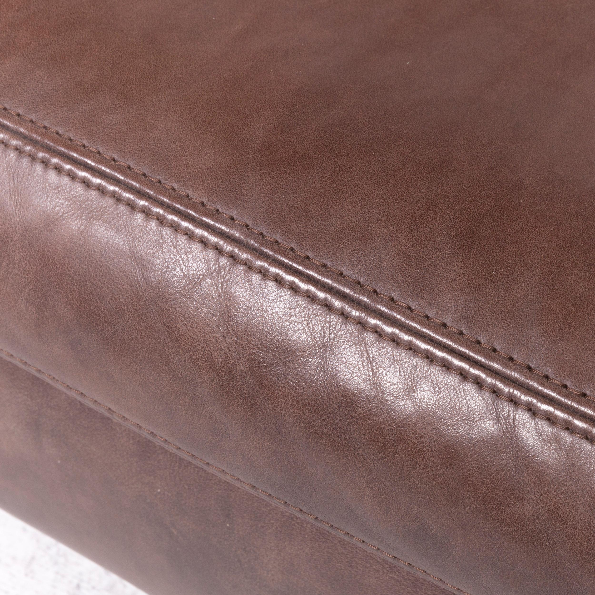 Contemporary Machalke Diego Designer Leather Sofa Armchair Set Brown Genuine Leather Three For Sale